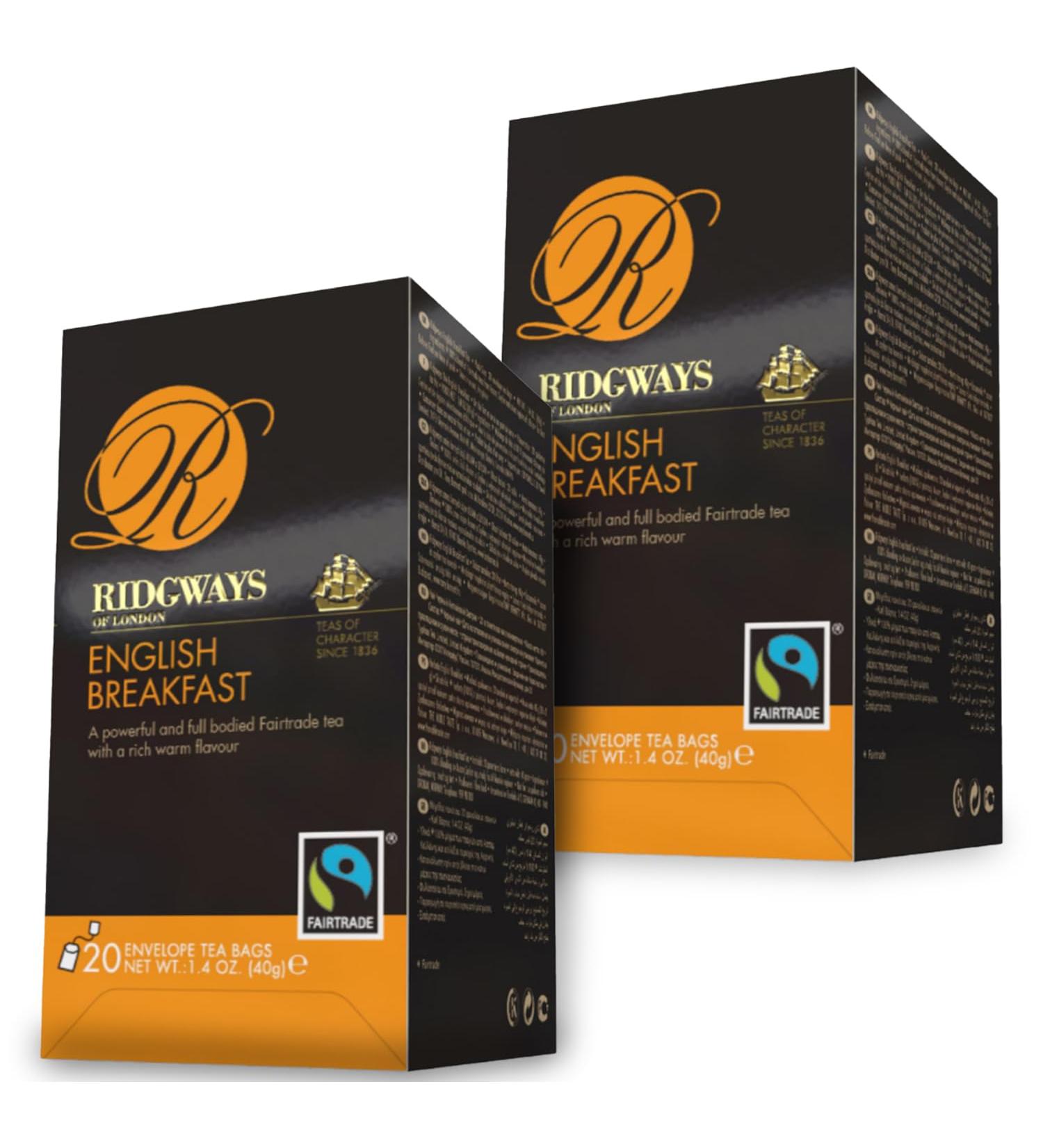 Ridgways English Breakfast Enveloped Tea Bags | 20 Bags Per Pack | 2 Pack - Buy Online on GoSupps.com