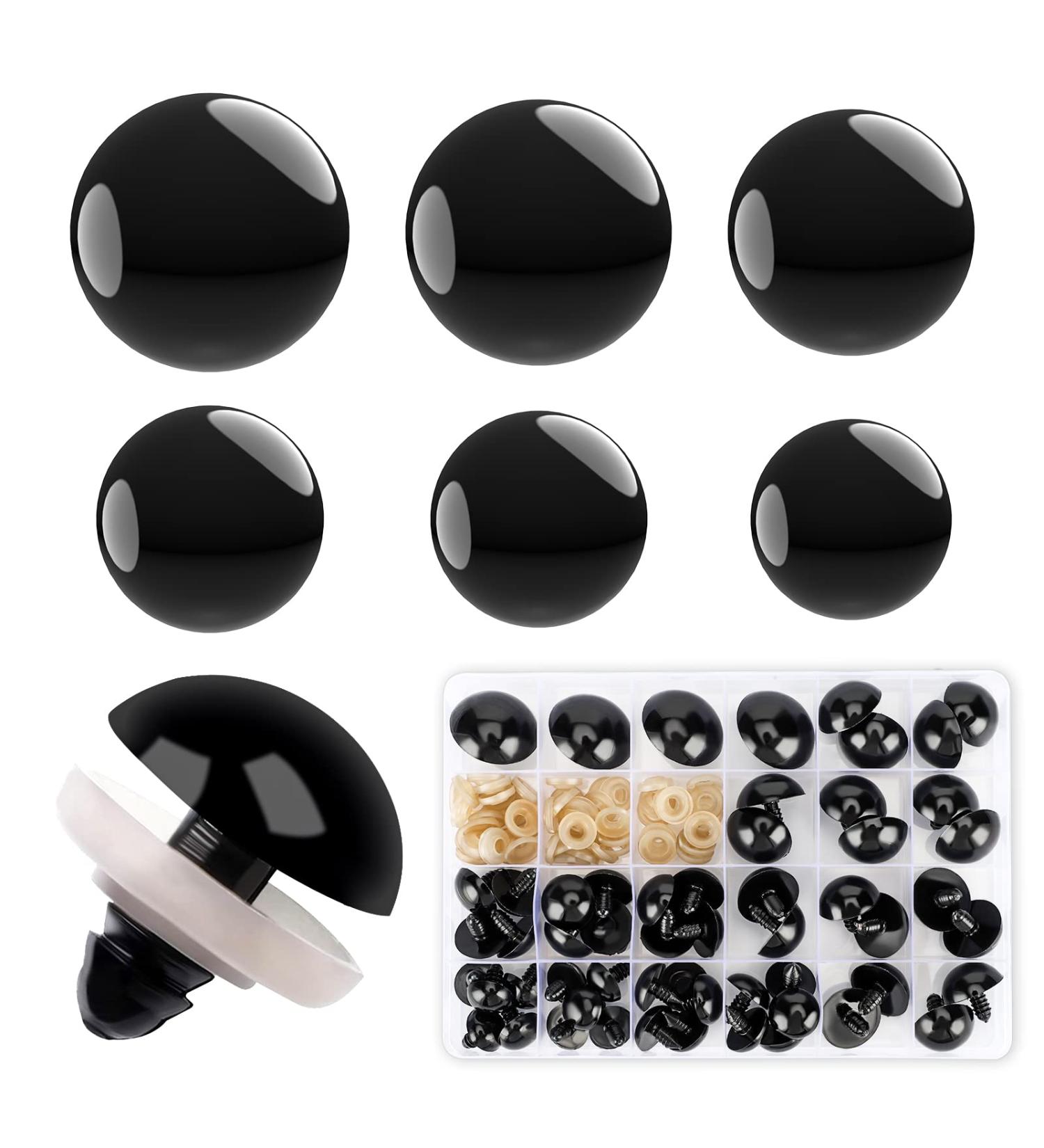 30mm Large Black Safety Eyes for Amigurumi, Dolls, Stuffed Animals - Pack of 16 - Buy Online on GoSupps.com