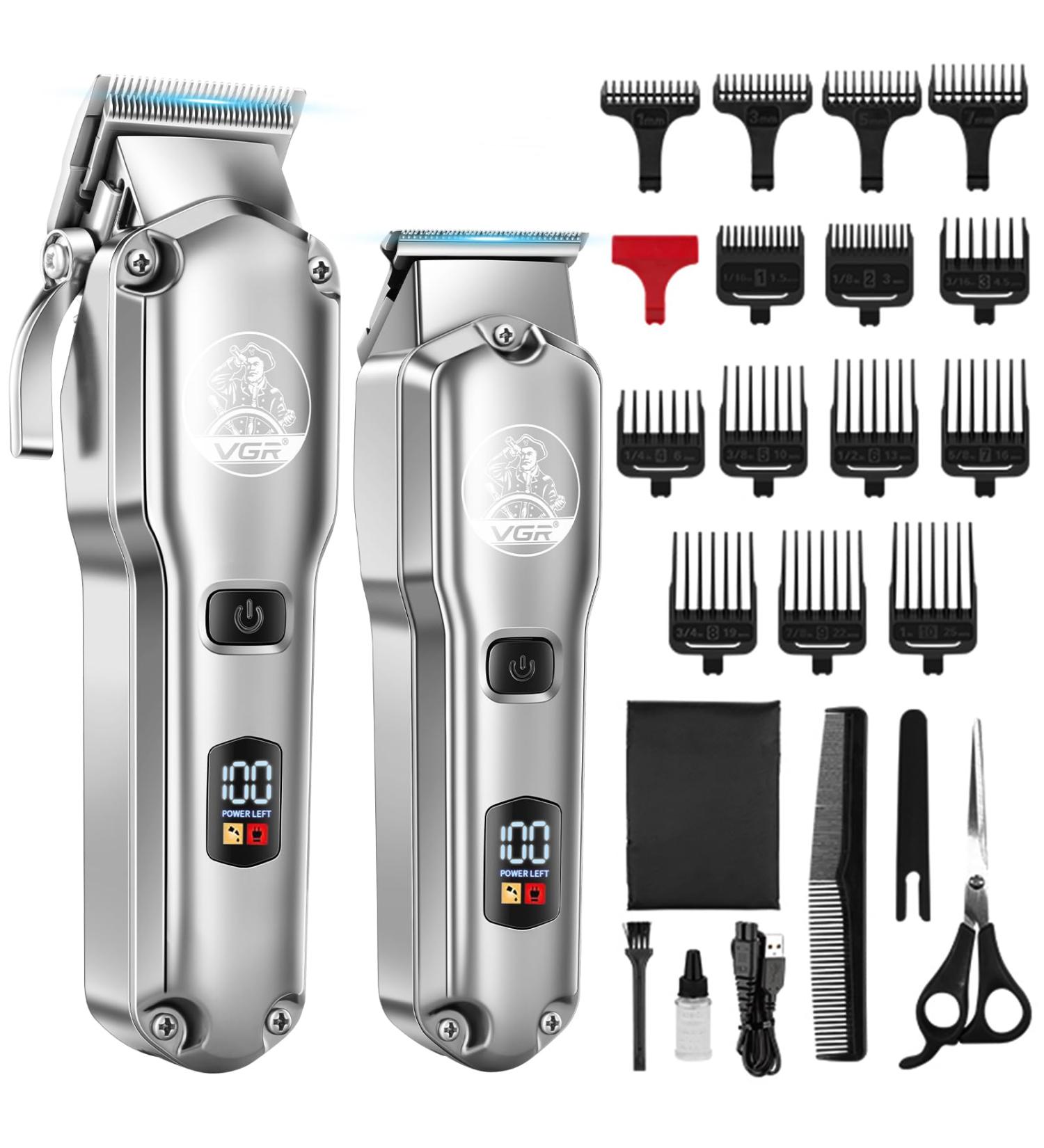 VGR Professional Hair Clippers and Hair Trimmer for Men Cordless Barber Kits LED Display Waterproof - Buy Online on GoSupps.com