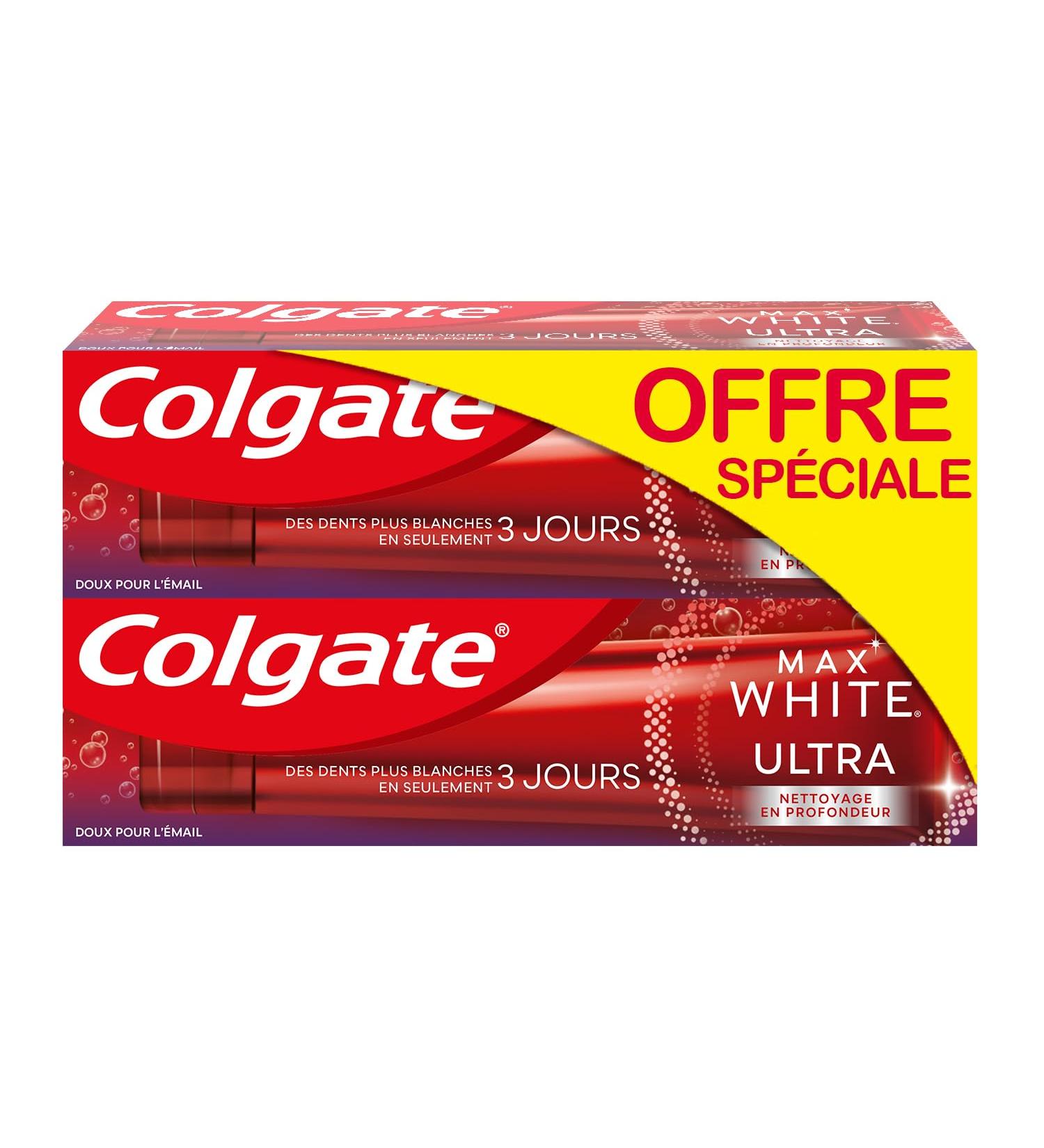  Colgate Max White Ultra Deep Cleaning Whitening Toothpaste 75ml - whiter teeth in 3 days* - gentle on enamel for daily use - Pack of 2 x 75ml - Buy Online on GoSupps.com