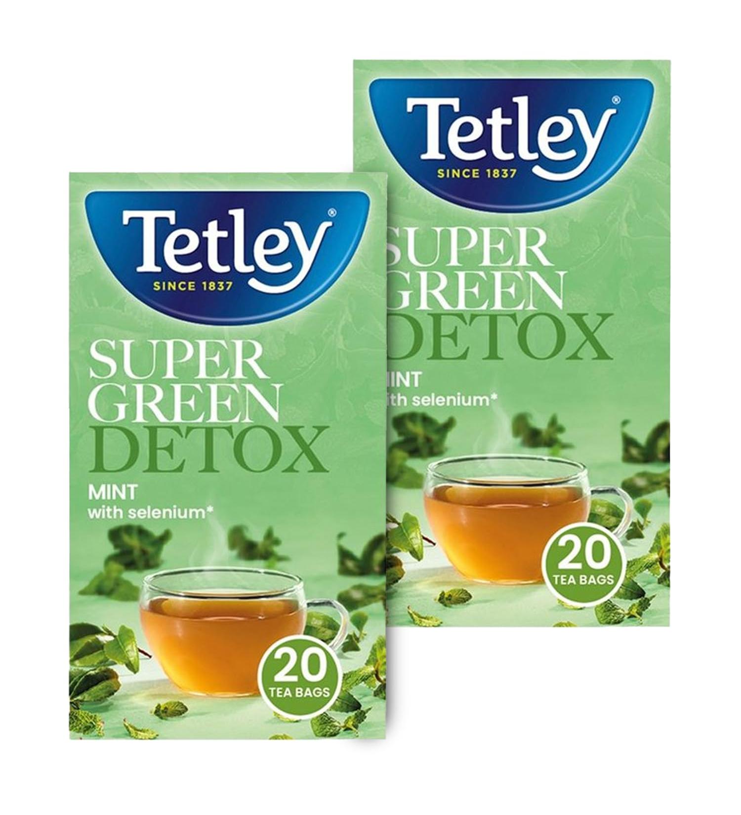 Tetley Tea Super Green Detox Mint Tea Bag 20 Tea Bags (40g) | 2 Pack - Buy Online on GoSupps.com