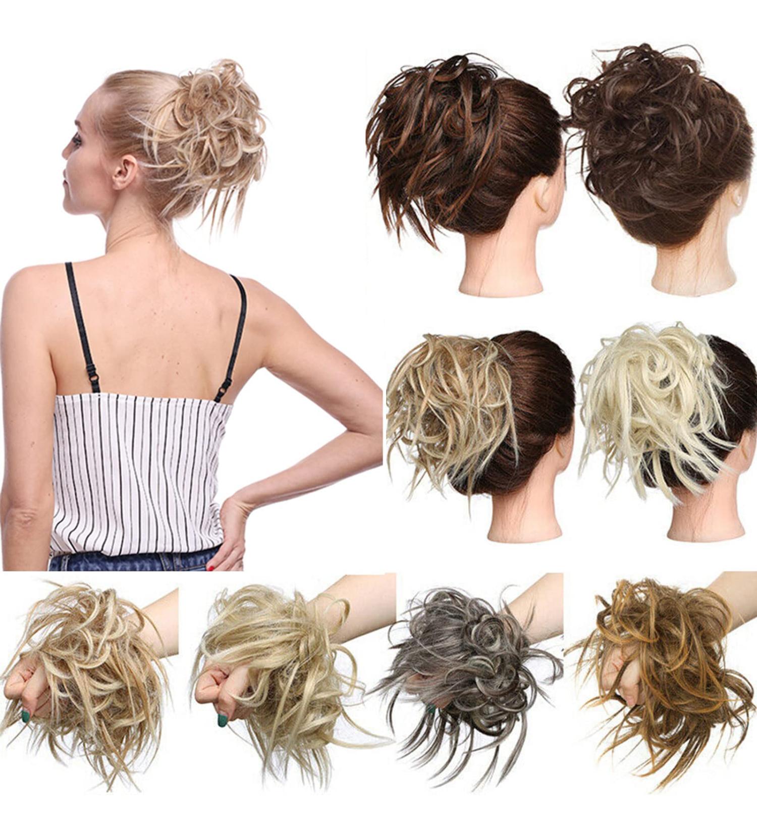 Buy Tousled Updo Messy Bun Hair Piece - Synthetic Wavy Bun Extensions & Scrunchies in Light Auburn to Brown for Instant Chignon & Ponytail - Perfect for Women! - Buy Online on GoSupps.com