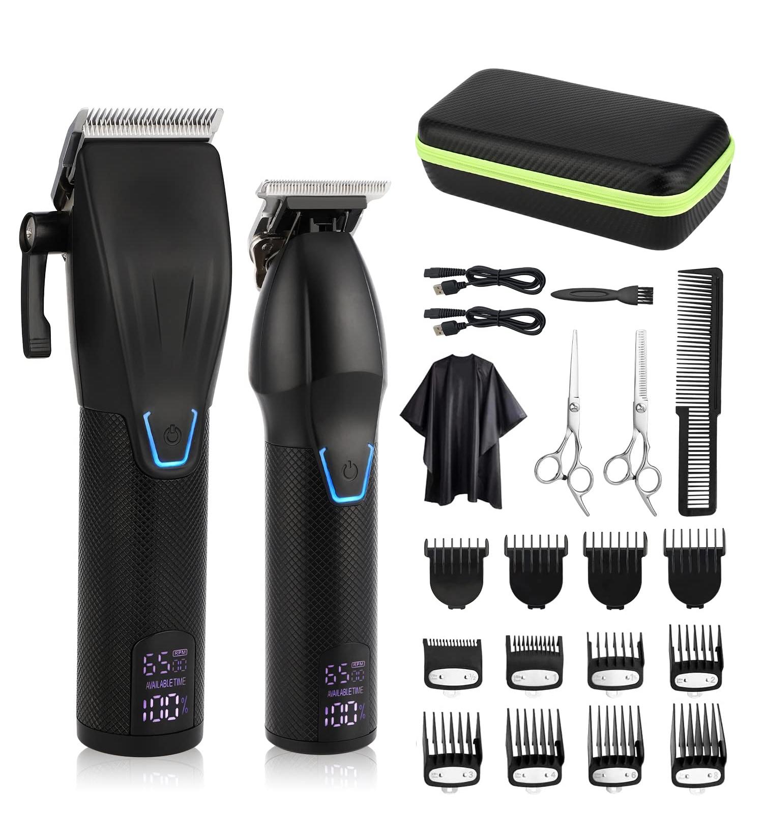 Suttik Professional Hair Clippers & Trimmers Combo Set for Men - Cordless T-Blade Beard Trimmer & Barber Clippers Kit - Black - Buy Online on GoSupps.com