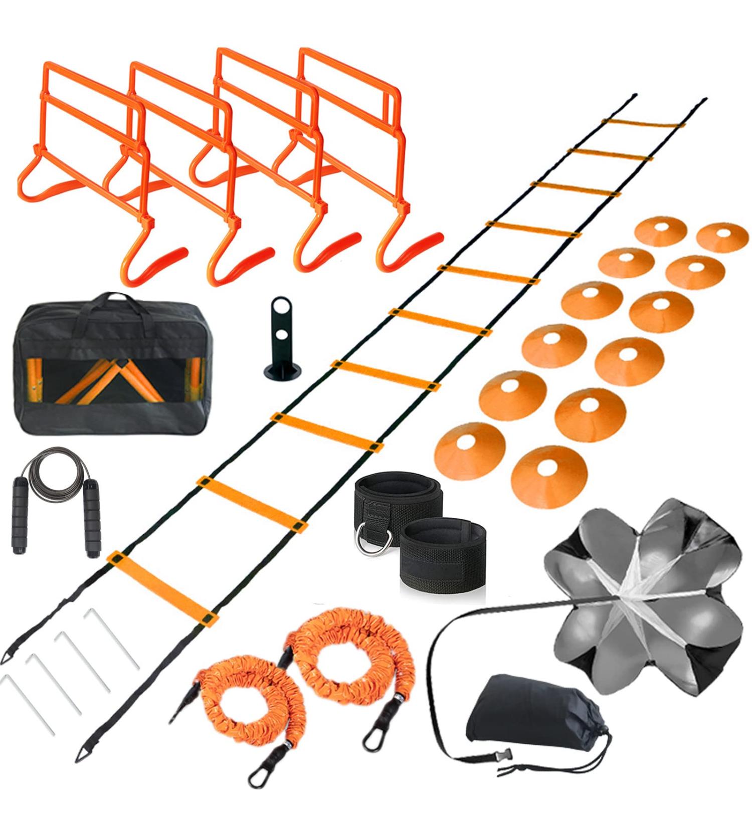 Kvittra Adjustable Speed Training Hurdles with Agility Ladder - Plyometric Fitness Equipment for Soccer, Football, Track & Field - Buy Online on GoSupps.com