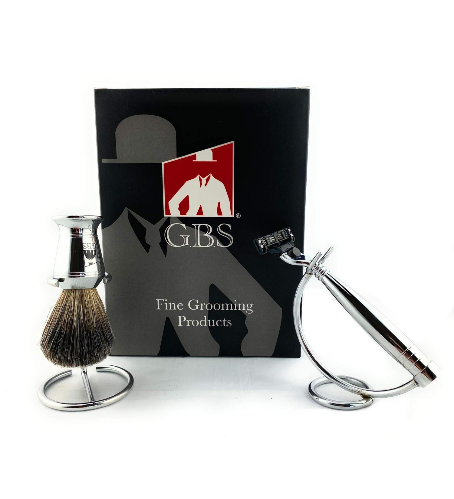 G.B.S Modern Shaving Set - Premium Razor Badger Brush & Stand | International Shipping Available - Buy Online on GoSupps.com