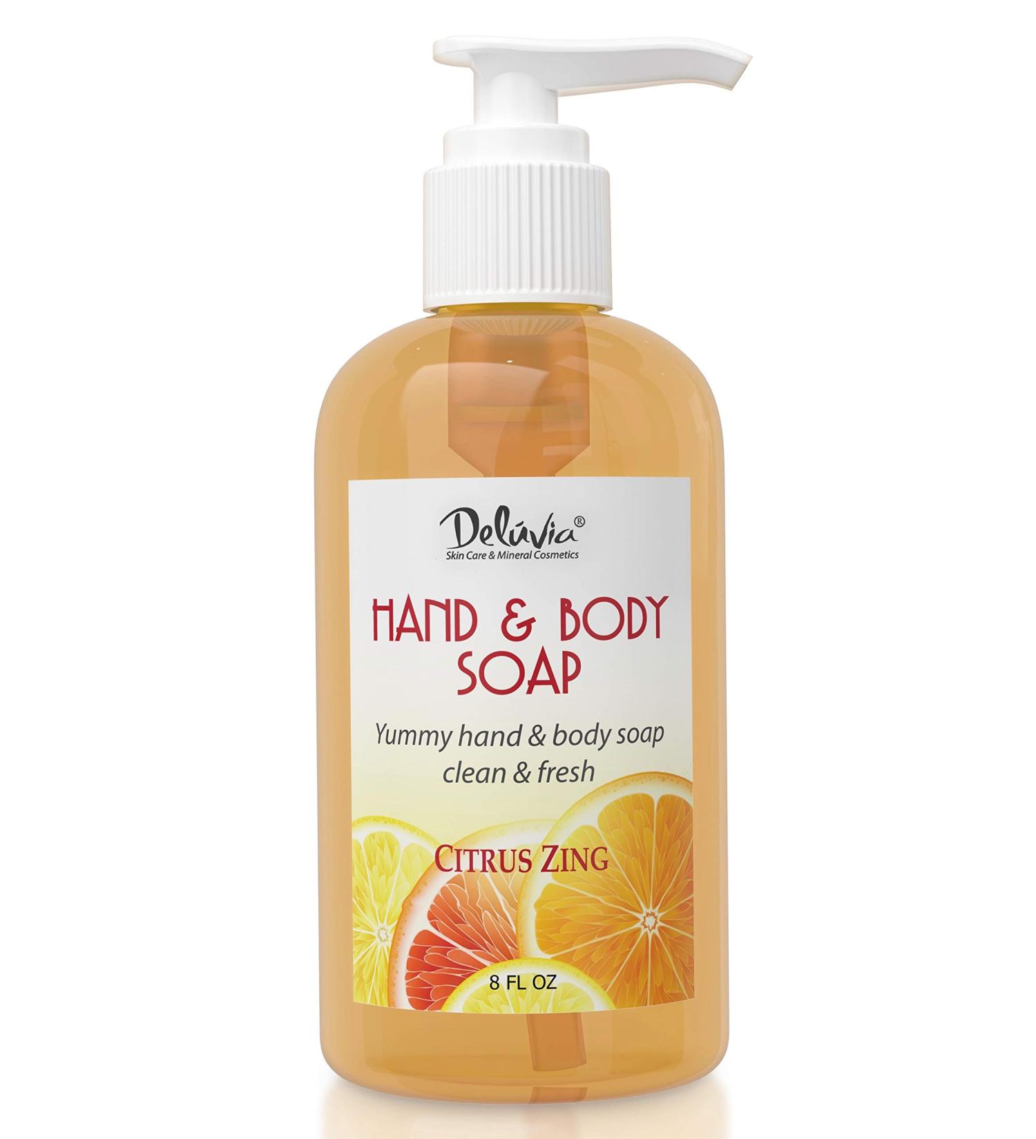 Deluvia Citrus Zing Hand Soap & Body Wash - Organic Aloe Vitamin E & Essential Oils | International Shipping - Buy Online on GoSupps.com