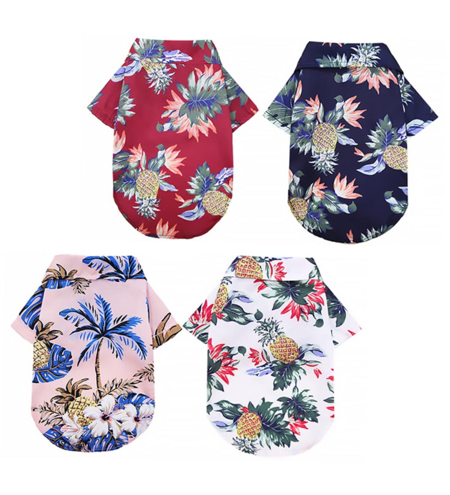 Buy Nusitou 4-Piece Pineapple Summer Pet Shirt Set for Dogs | Stylish Hawaiian Costumes for Golden Retrievers & Small Breeds - XS - Buy Online on GoSupps.com