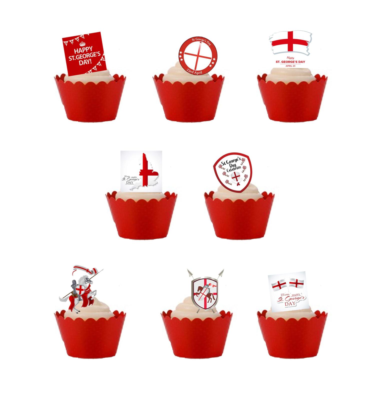 Top That 33 Stand Up St George's Day English Celebration Themed Edible Wafer paper Cake Toppers Decors