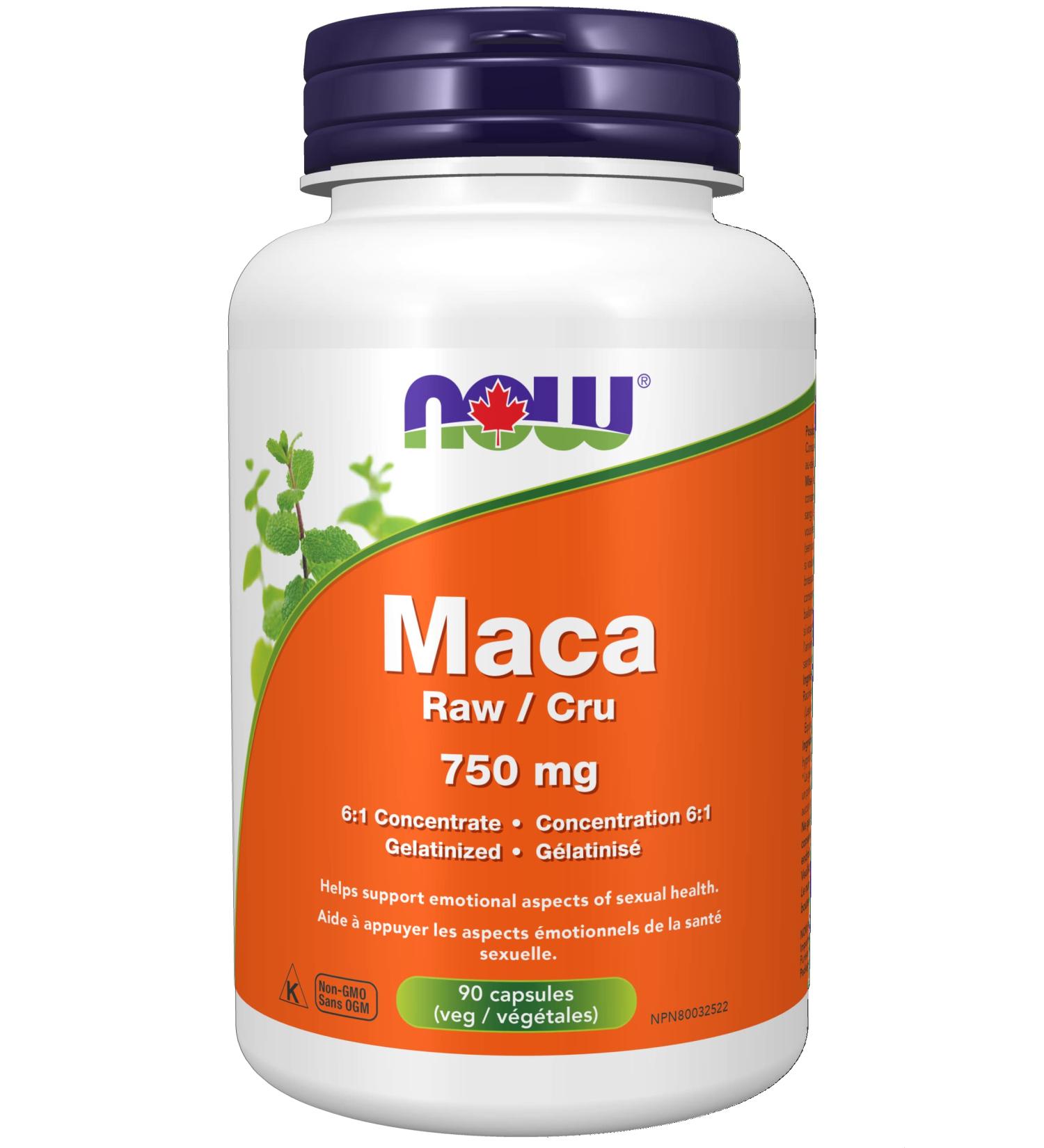 NOW Supplements Maca Extract 750mg Vegetable Capsules 90 Count - Buy Online on GoSupps.com
