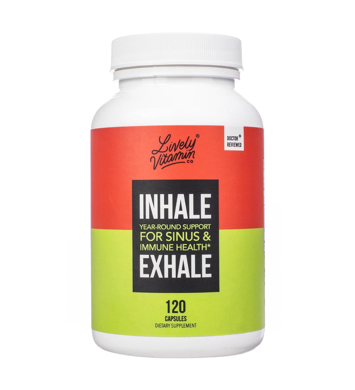 LIVELY VITAMIN CO. Inhale Exhale - Allergy Relief for Itchy Eyes Nasal Congestion & Clear Breathing - 120 Capsules - International Shipping Available - Buy Online on GoSupps.com