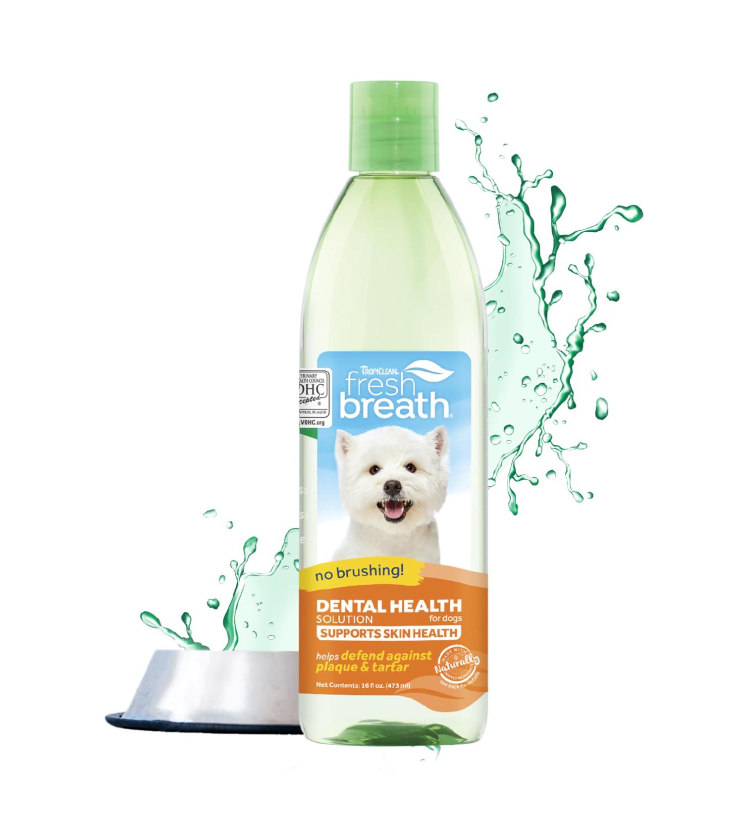 TropiClean Breath Freshener for Dogs & Cats | Mouth Care Water Additive | Fights Plaque & Tartar | Omega 3 & 6 | Healthy Skin & Coat - 473 ml - Buy Online on GoSupps.com