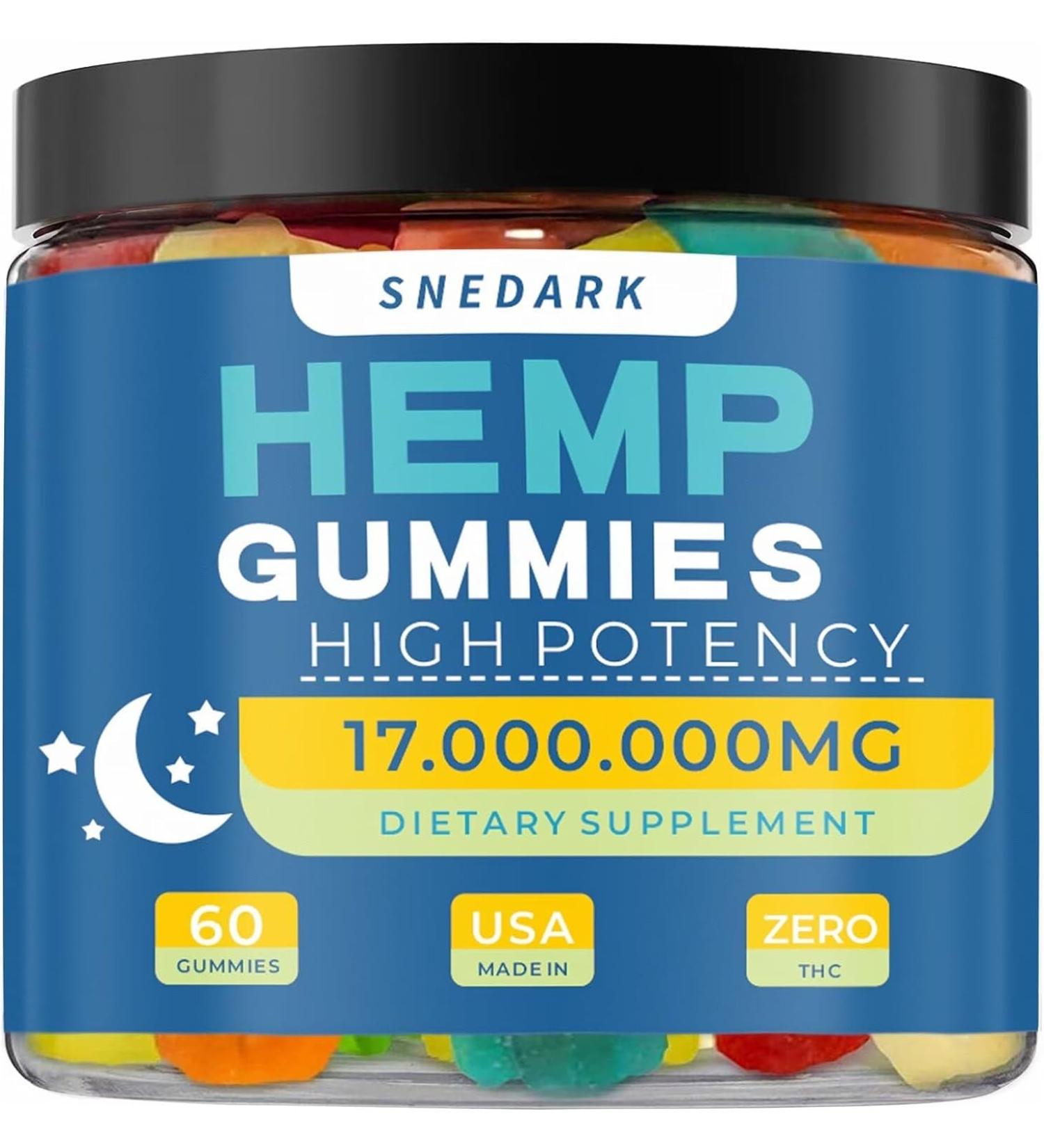 SNEDARK Hemp Gummies Advanced Extra Strength - Natural Hemp Oil Extract Gummy for Peace & Relaxation - Made in USA - Buy Online on GoSupps.com