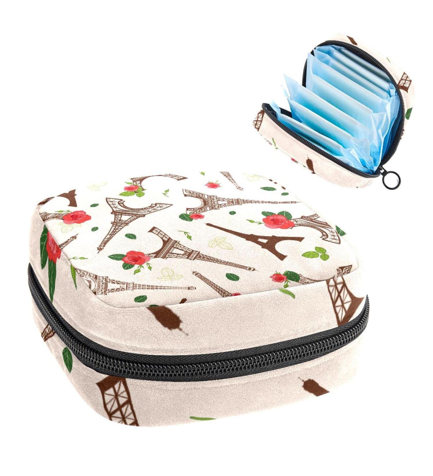 Buy Eiffel Tower Paris Menstrual Cup Bags - Portable Tampon Holder for Women & Teens - Multicolored Storage Pocket - Buy Online on GoSupps.com