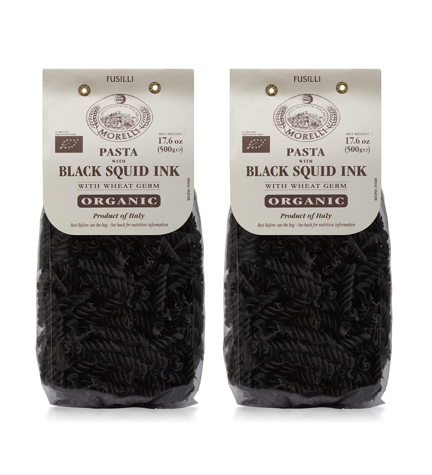Morelli Squid Ink Pasta Fusilli (Rotini) - Organic Italian Pasta - Black Pasta Noodles - Durum Wheat Semolina - Nero Di Seppia Made in Italy - 1.1 Lb (500g) (2 pack) 1.1 Pound (Pack of 2) - Buy Online on GoSupps.com