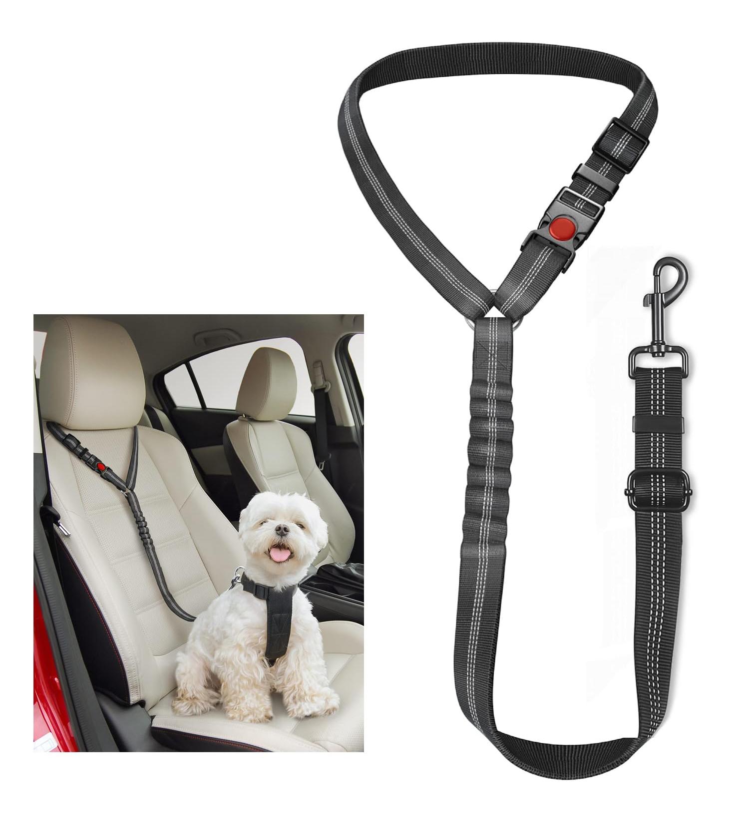 Adjustable Dog Car Seat Belt Restraint - Durable Headrest Harness for Pets - Buy Online on GoSupps.com