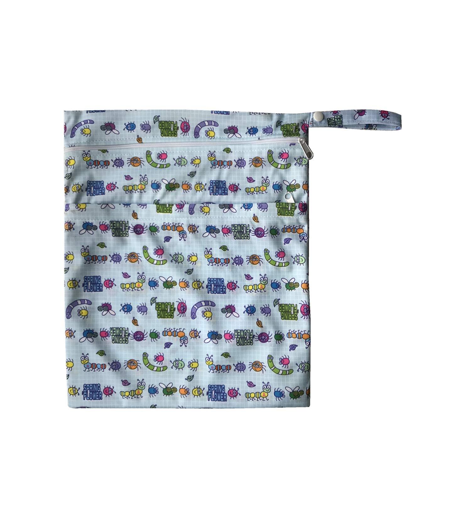 MUMBABY Wet Dry Bag for Baby Cloth Diaper Nappy - Reusable with Two Zippered Pockets | Spring Flower Design - Buy Online on GoSupps.com