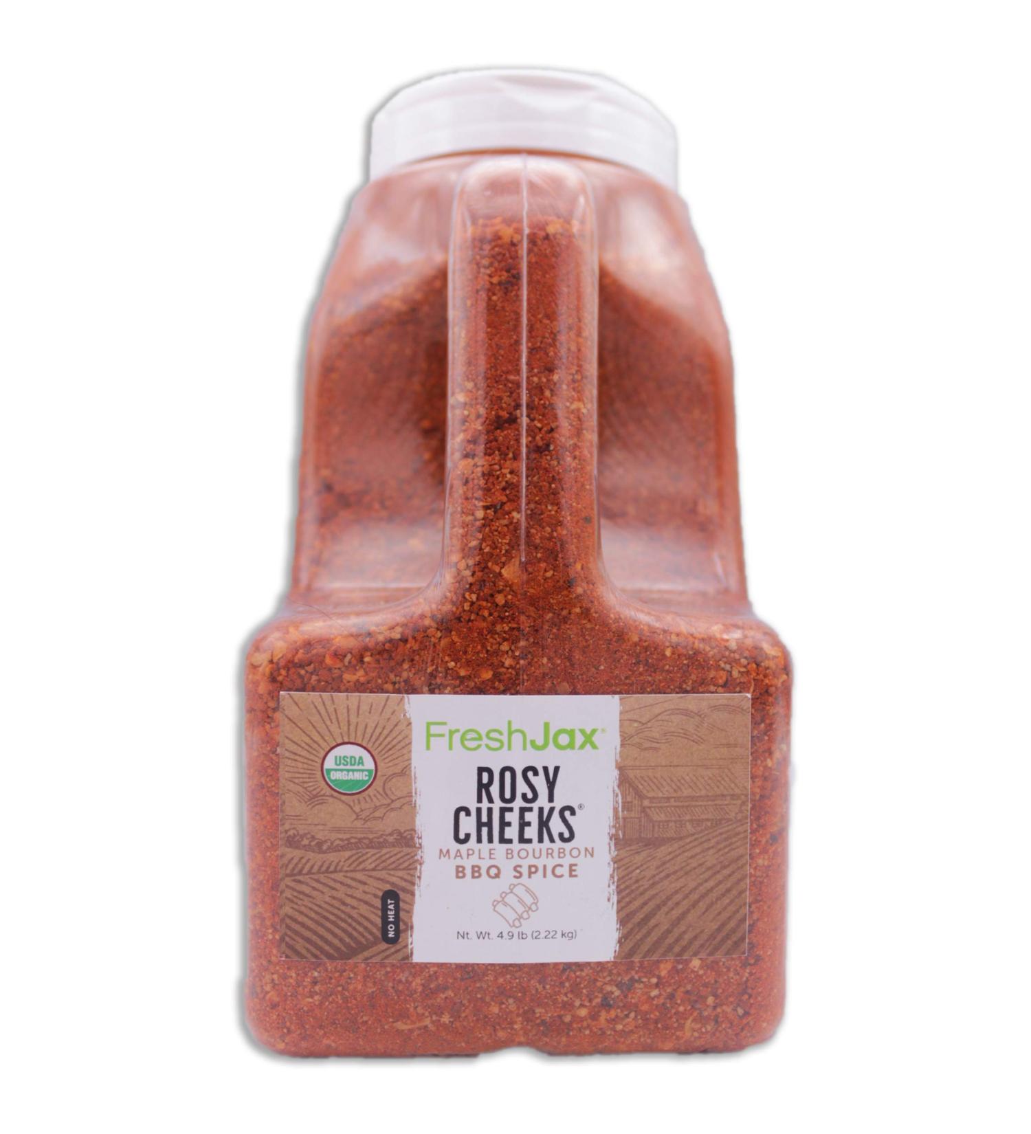 FreshJax Rosy Cheeks Maple Bourbon BBQ Rub 5lb - Gluten-Free & Kosher | Bulk Gallon Container - Buy Online on GoSupps.com