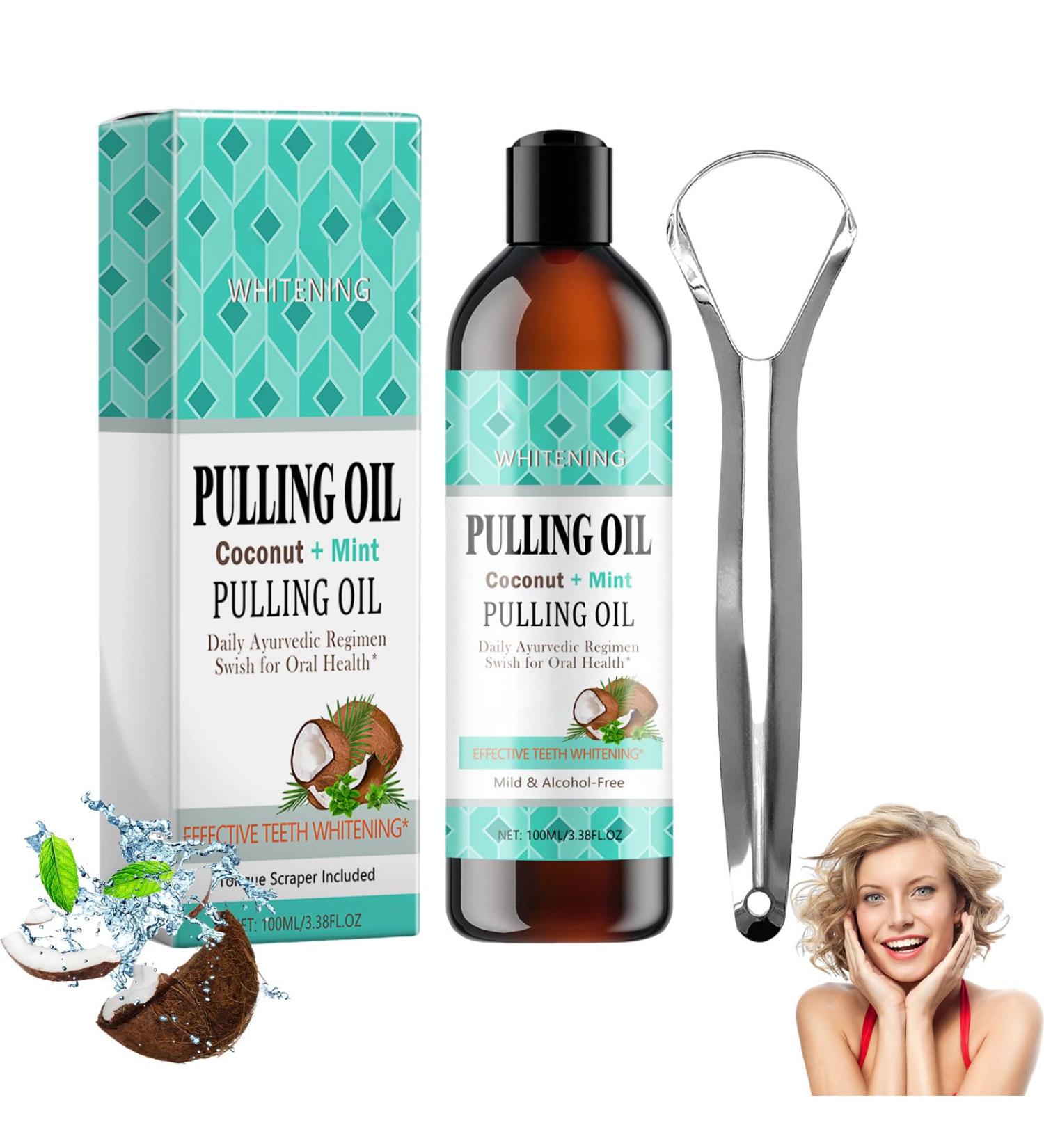 Bain De Bouche L'huile De Noix De Coco Naturelle Et La Menthe Poivr e Avec Gratte-Langue 100 Ml Huile De Menthe Poivr e Pour Blanchir Les Dents Haleine Fra che Et Gencives Saines - Buy Online on GoSupps.com