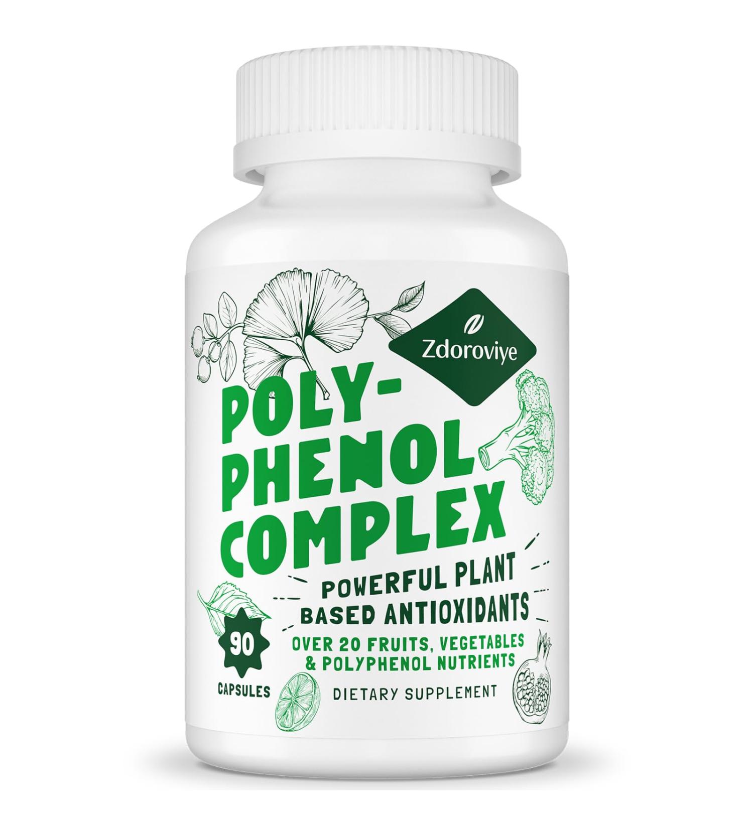 2250 MG Polyphenols Supplement Over 20 Fruits Vegetables Polyphenol Superfood Quercetin Resveratrol Turmeric Green Tea Powerful Antioxidants for Age Defense Immune Energy 90 Count 90 Count (Pack of 1) - Buy Online on GoSupps.com