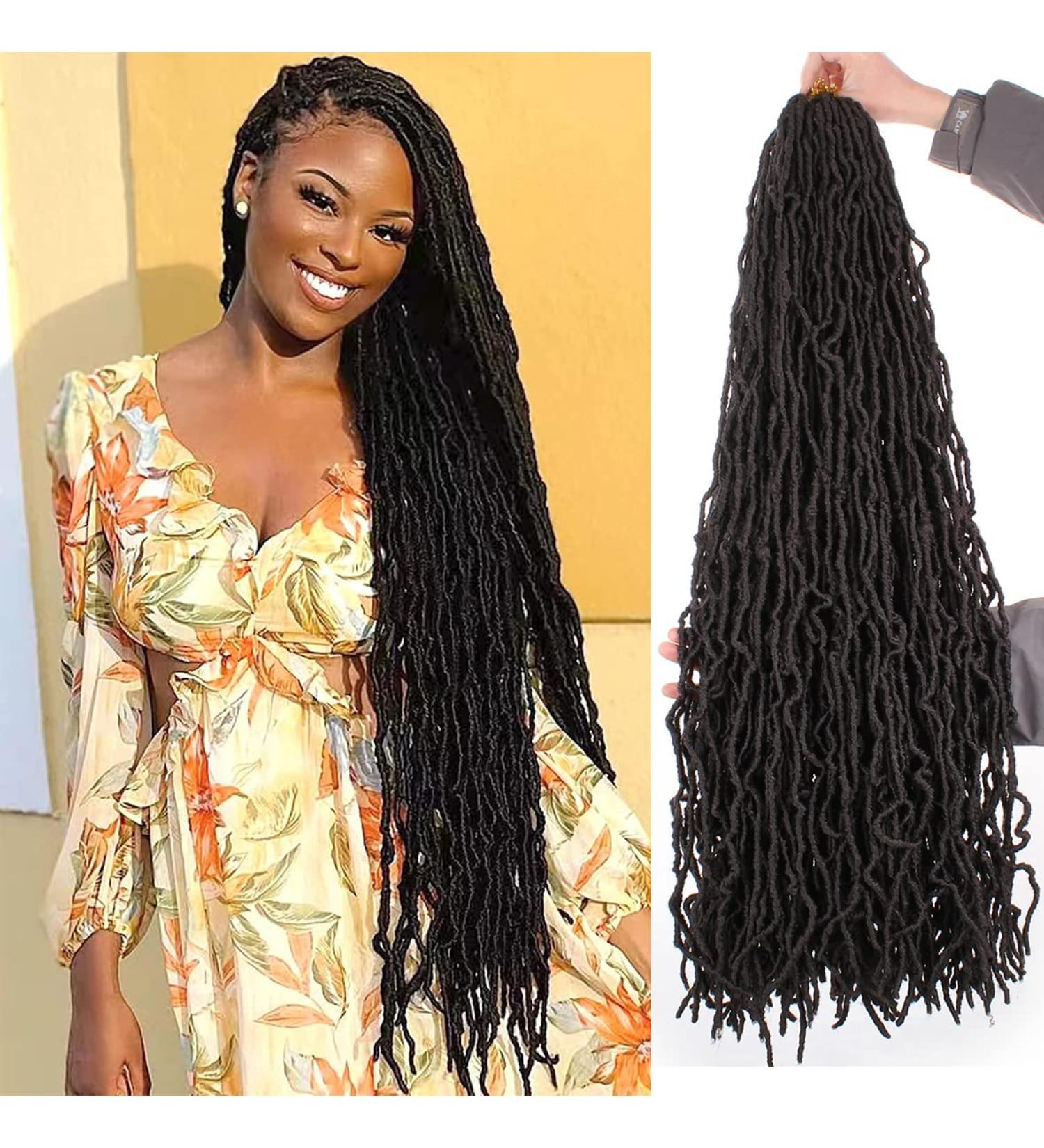 Leeven 30 Inch Nu Faux Locs Crochet Hair | Soft Braiding Hair for Women | 15 Strands | Goddess Faux Locs Extensions 1B Color 30 Inch - Buy Online on GoSupps.com