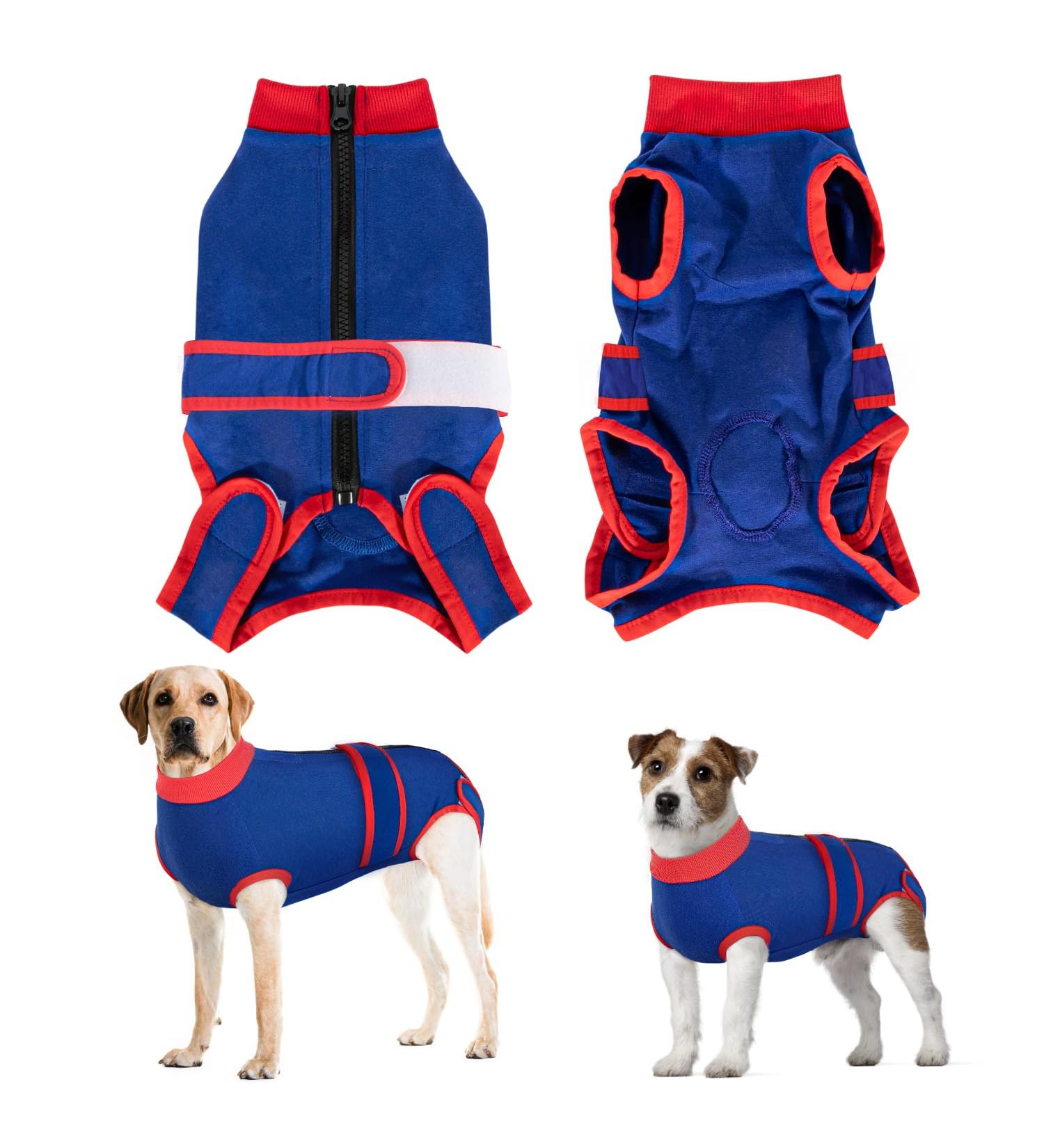 Eyein Dogebody - Breathable Soft One-Piece for Dogs | Post-Op Wound Protection | E-Neck Band Alternative | XXL Red-Blue - Buy Online on GoSupps.com