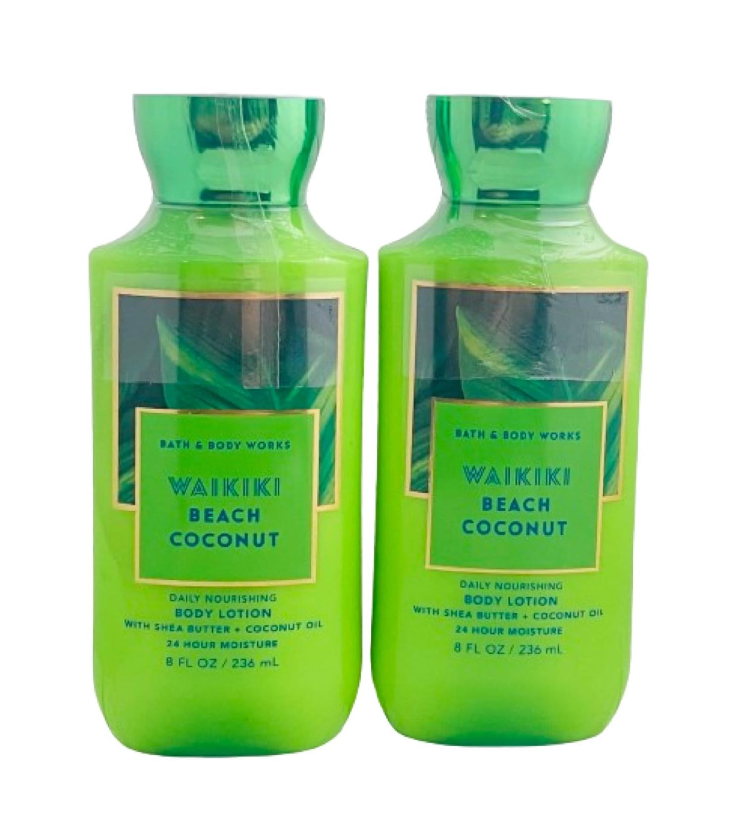 Bath & Body Works Bath and Body Works Waikiki Beach Coconut Super Smooth Lotion Sets Gift For Women 8 Oz -2 Pack (Waikiki Coconut) 16 Fl Oz