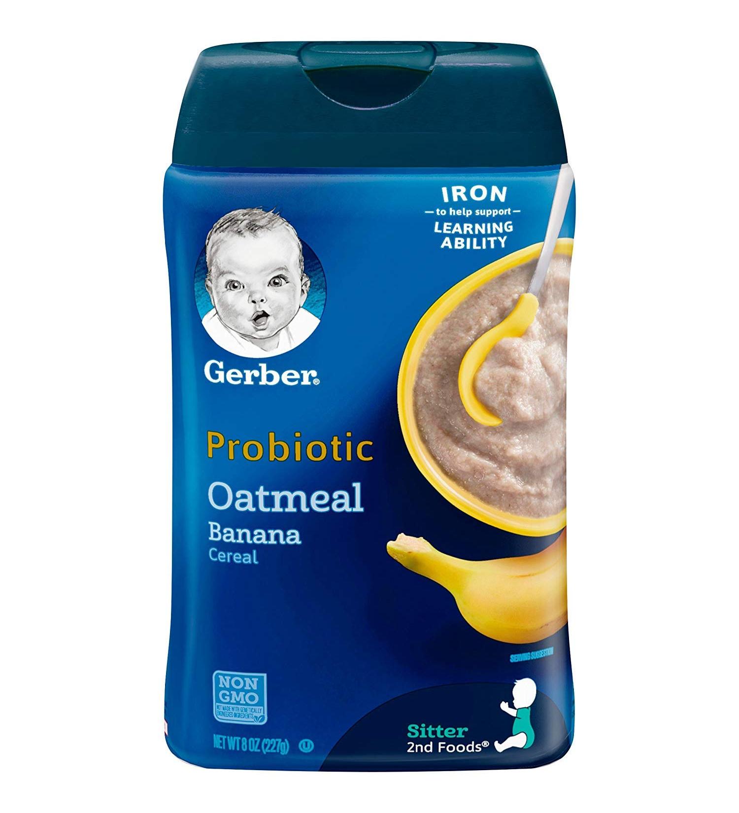 Gerber Baby Cereal 2nd Foods Probiotic Oatmeal Banana 8 oz (Pack of 6) - Oatmeal & Banana - Buy Online on GoSupps.com
