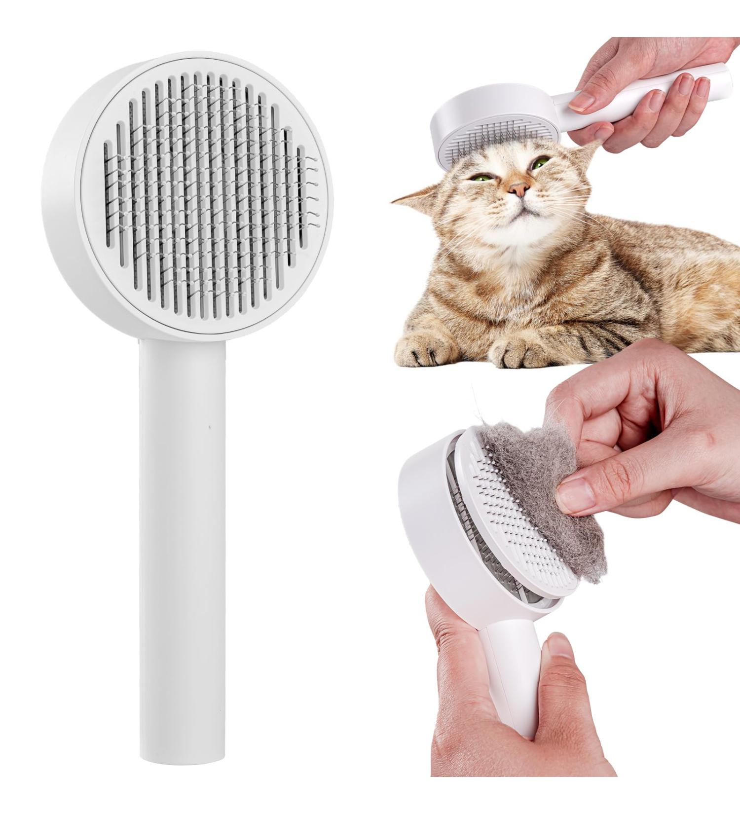 Best Self-Cleaning Pet Brush for Cats - Remove Loose Hair Effortlessly | Long & Short Hair - Unlocking Button | International Shipping Available - Buy Online on GoSupps.com