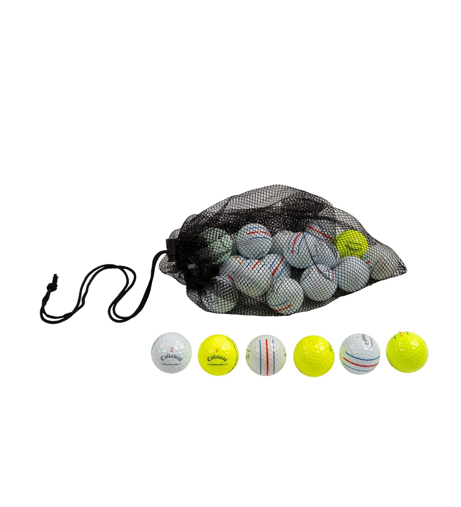 24 Recycled Clean Green Callaway ERC Triple Track Golf Balls - Bulk Mix in Good Condition with Mesh Carrying Bag - Cheap Golf Balls for Men - Buy Online on GoSupps.com