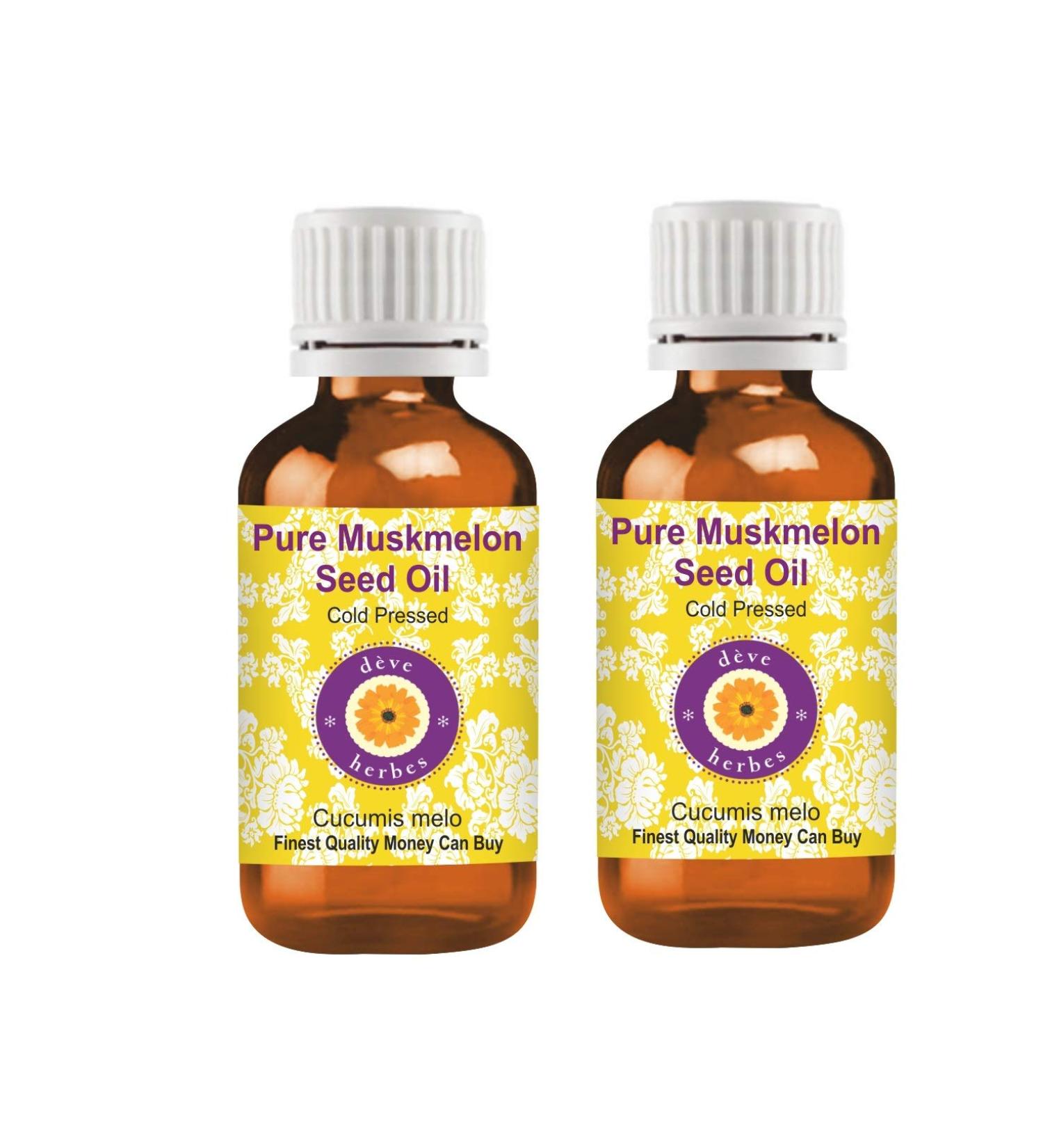 Deve Herbes Pure Muskmelon Seed Oil (Cucumis melo) Cold Pressed (Pack of Two) 100ml X 2 (6.76 oz) - Buy Online on GoSupps.com