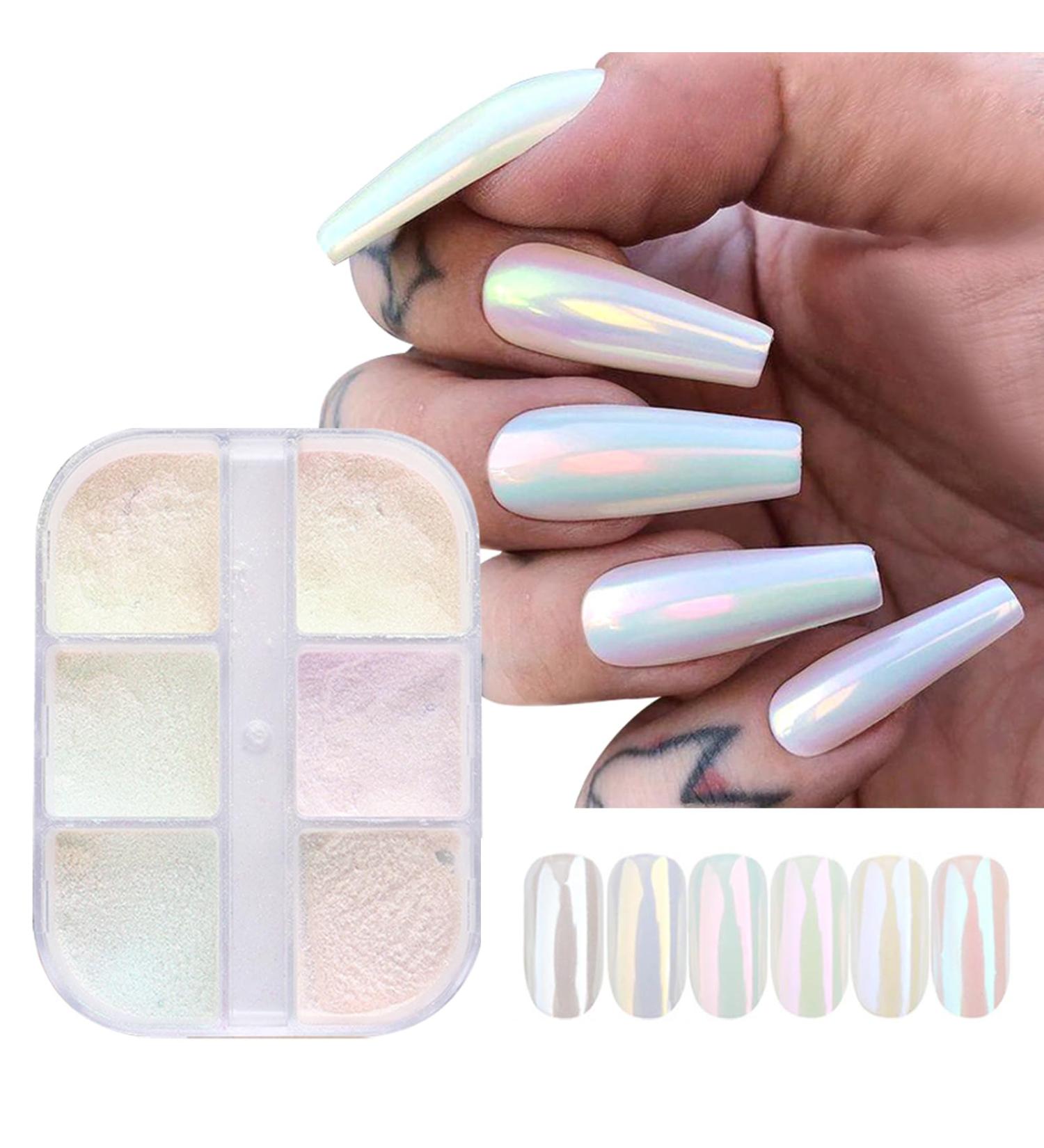 Buy GZSYY Pearl Chrome Nail Powder - 6PCS Aurora Glitter for Stunning Mirror Effect & Chameleon Nail Color | International Shipping Available - Buy Online on GoSupps.com