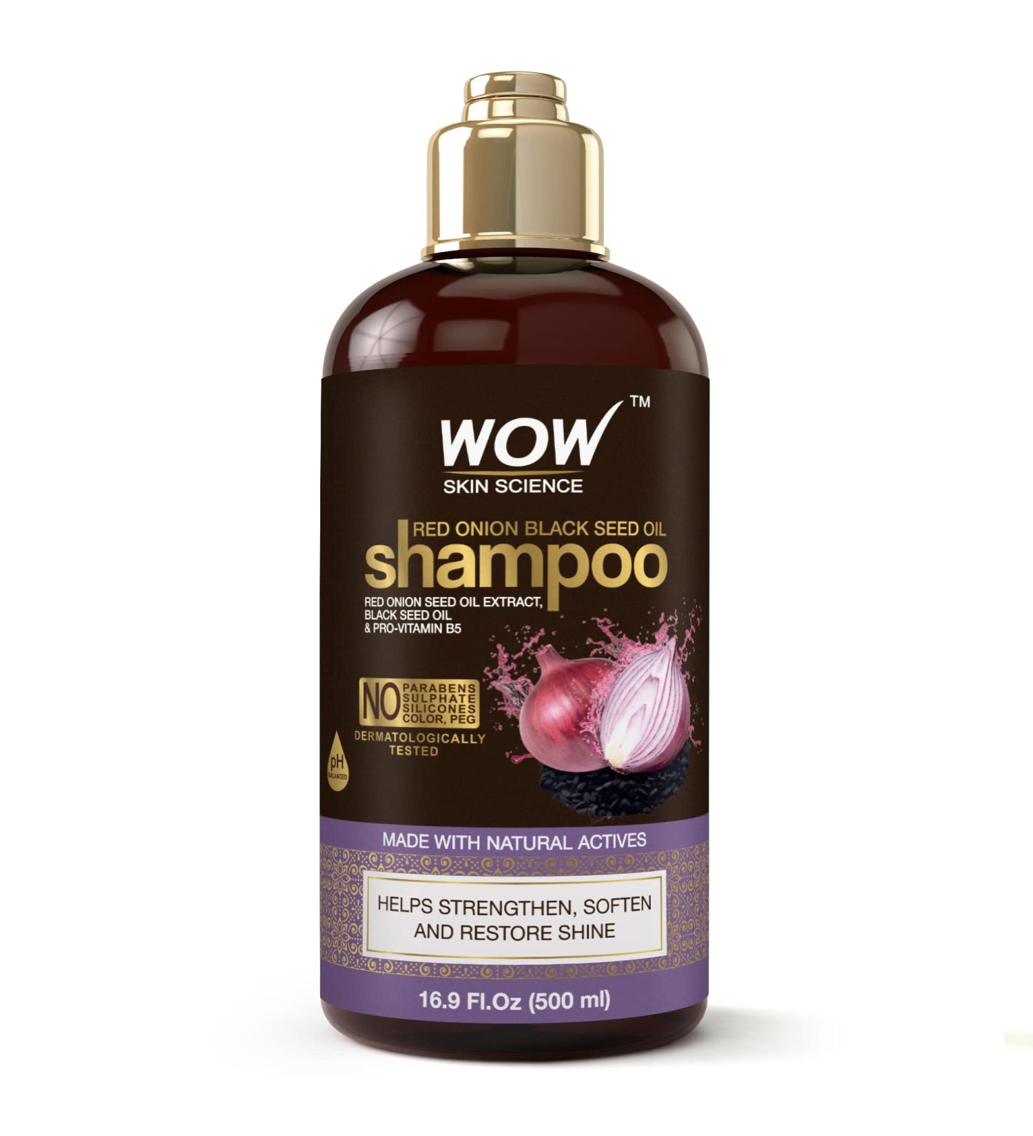 WOW Skin Science Red Onion Black Seed Oil Shampoo - Hydrate Shine & Reduce Dandruff - Paraben & Sulfate Free - All Hair Types - 16.9 Fl Oz - Buy Online on GoSupps.com