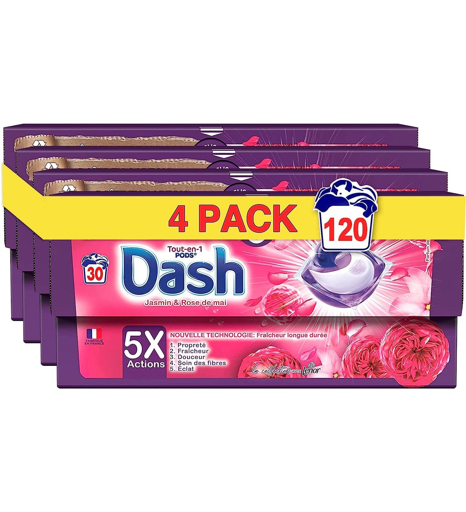 Dash All-in-1 PODS Laundry Detergent Capsules 4x30 Washes Jasmine and May Rose Freshness Sparkling Clean Made in Fra - Buy Online on GoSupps.com