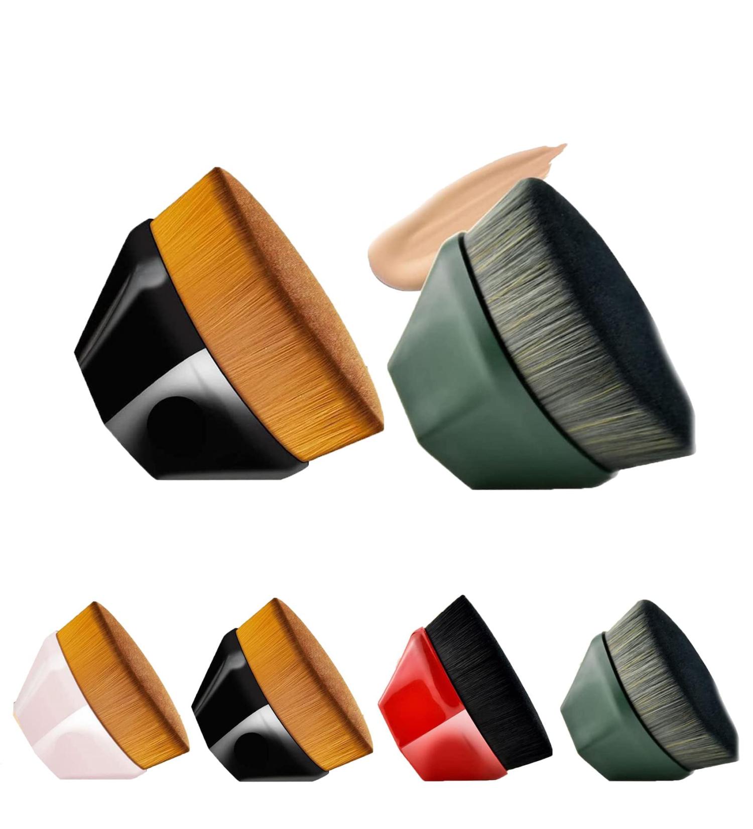 2/4 Pcs Cepillo De Maquillaje Con Tapa Plana - Brochas Para Base De Maquillaje Flat Top Foundation Brush Momma Brush Makeup Foundation Makeup Brush for Women (Green & Black) - Buy Online on GoSupps.com