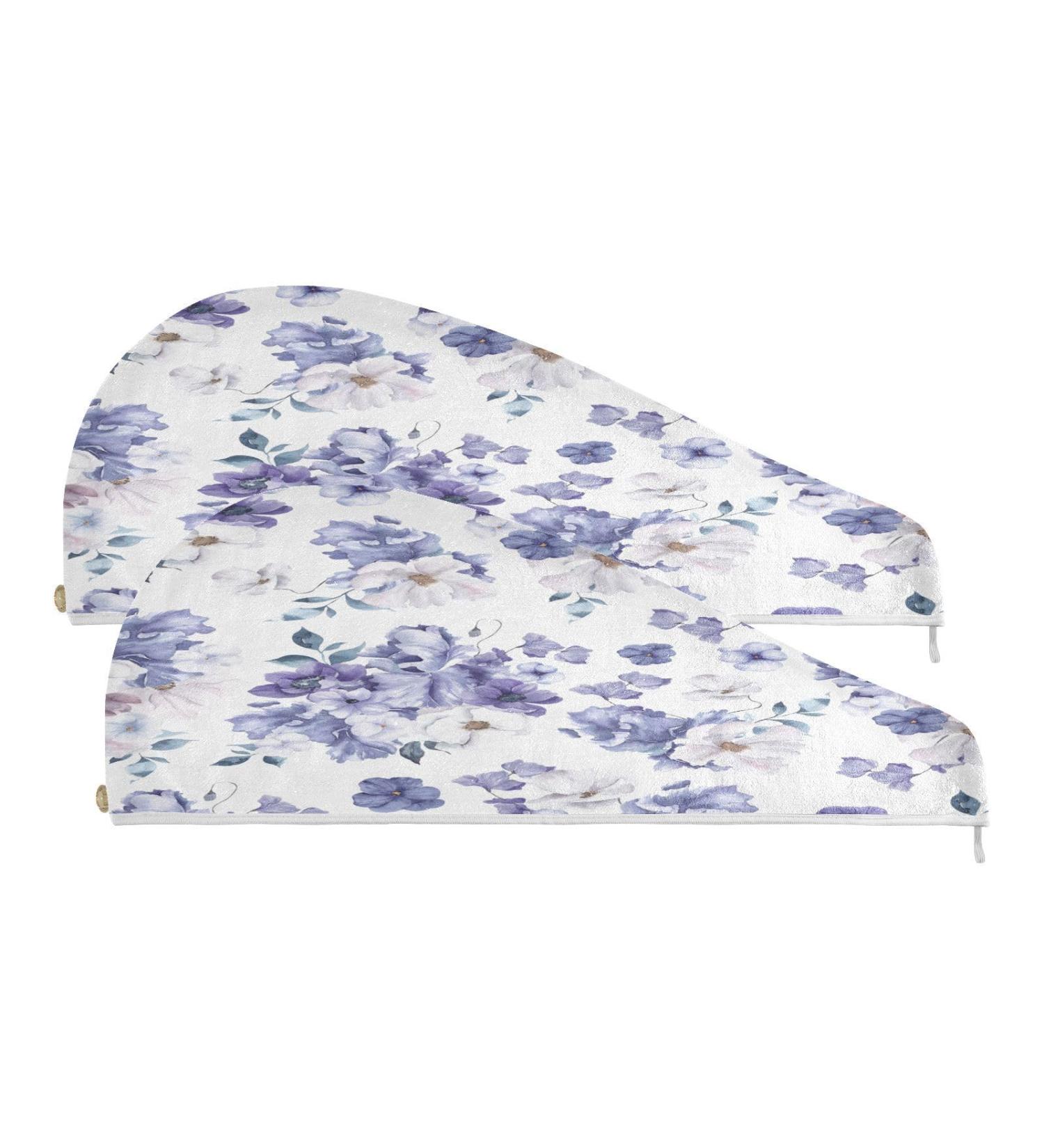 Watercolor Floral Dry Hair Cap & Quick Drying Towel Set - Super Absorbent Soft & Comfortable 2 Piece Bundle - Buy Online on GoSupps.com