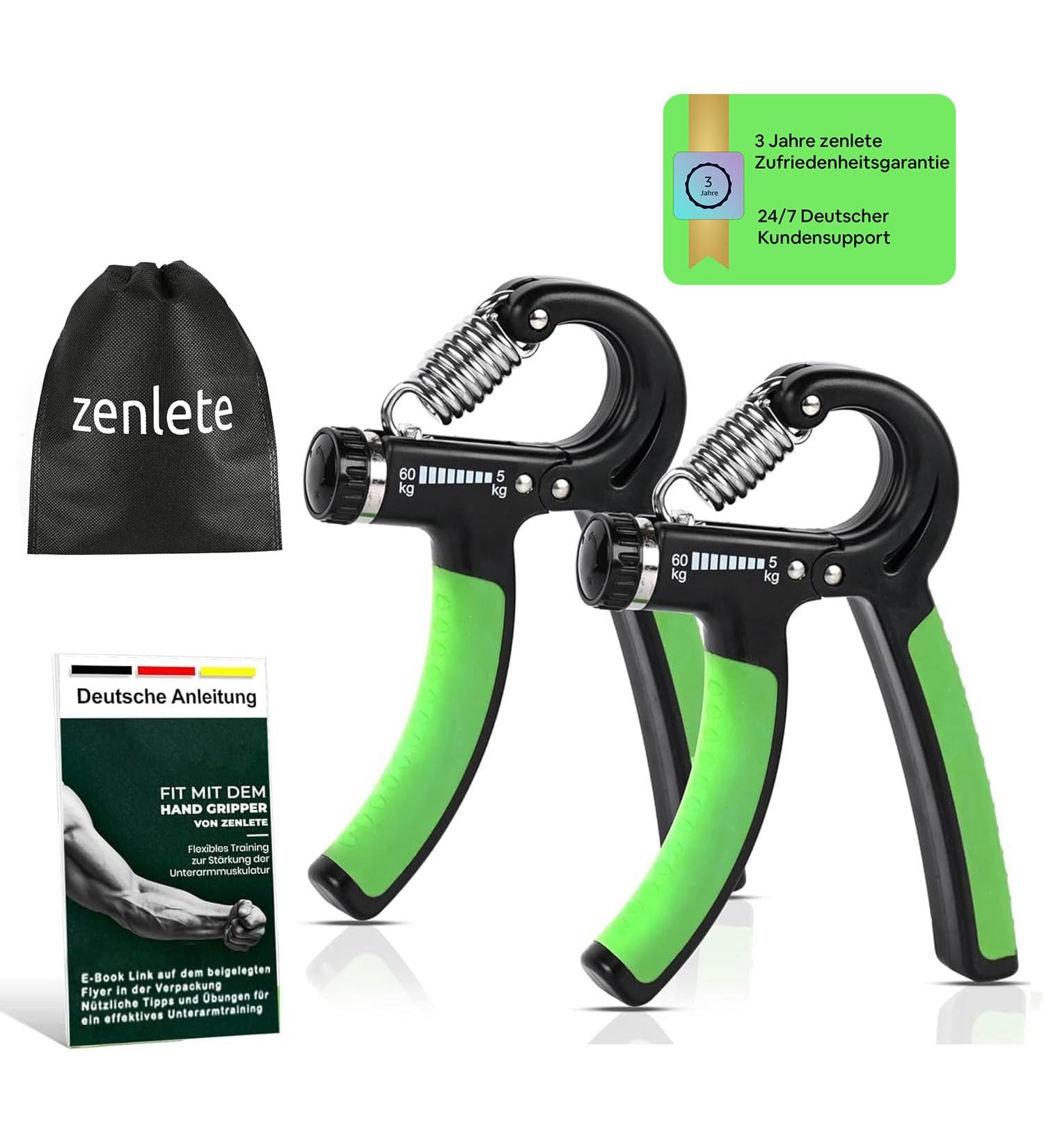Zenlete Professional Fitness Hand Trainer - Adjustable 5-60 kg Grip Strength Device with E-Book for Forearm & Finger Training - International Shipping Available - Buy Online on GoSupps.com
