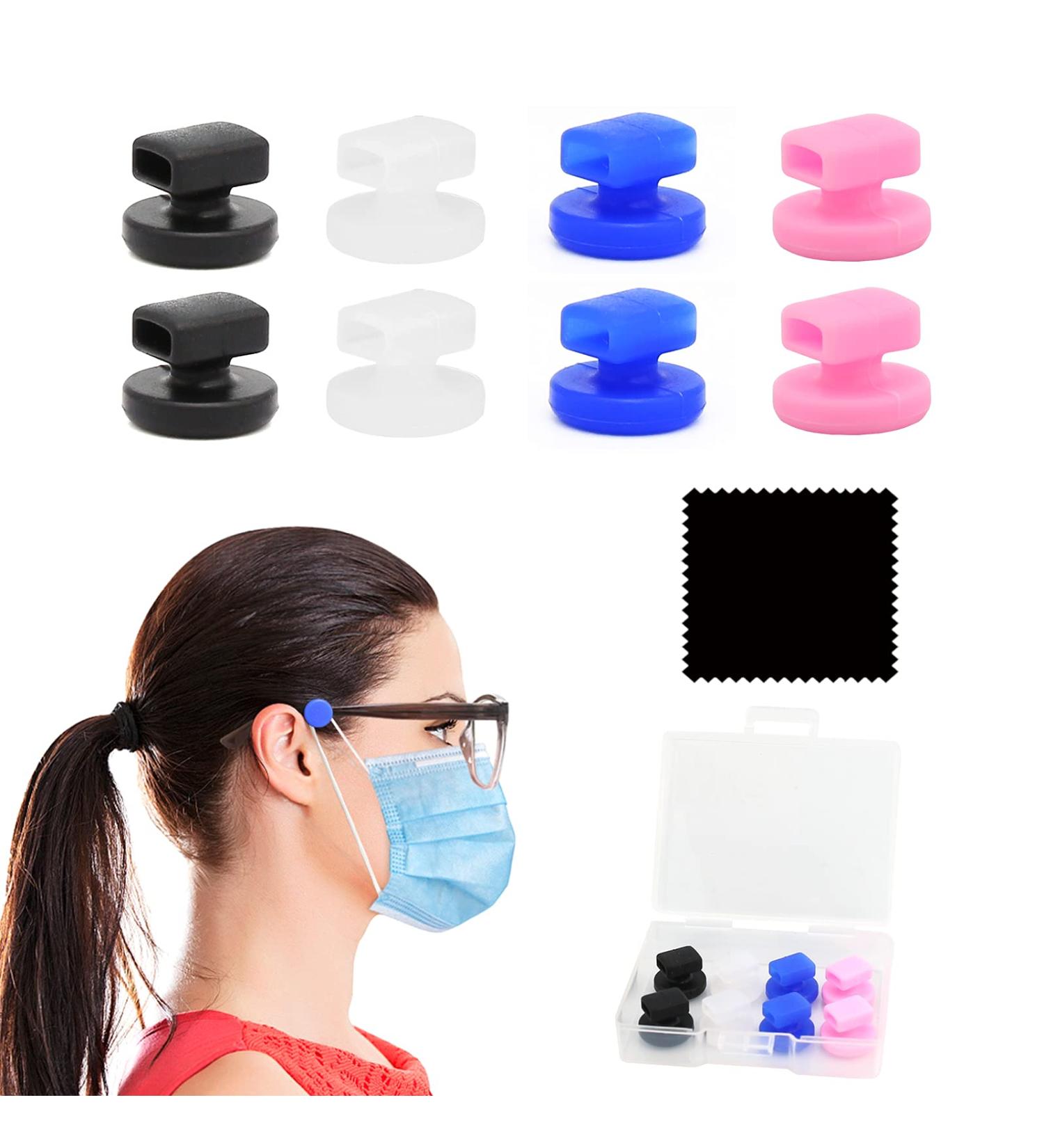 ANYGIFT 4 Pairs Adjustable Eyeglass Hooks for Mask Holders to Protect Ears  Silicon Ear Saver for Masks Glasses  Mask Strap Extender for Sunglasses(4 Colors) 1 Pair (Pack of 4) 4.0 - Buy Online on GoSupps.com