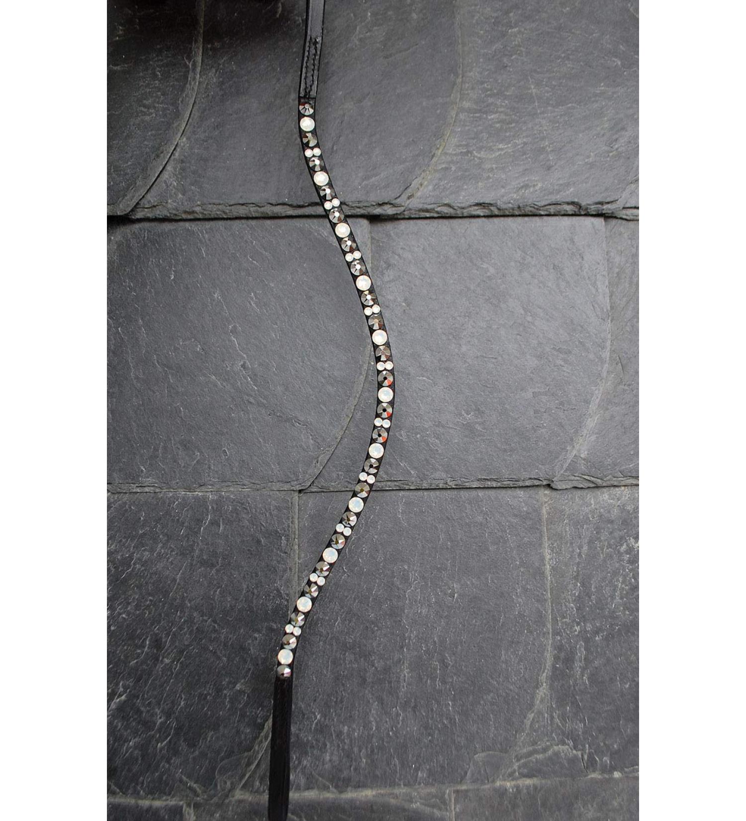 Happiness Horses Headband - Silver & White Glitter Rhinestone Curved Strap | COB Dark Brown Leather - Buy Online on GoSupps.com