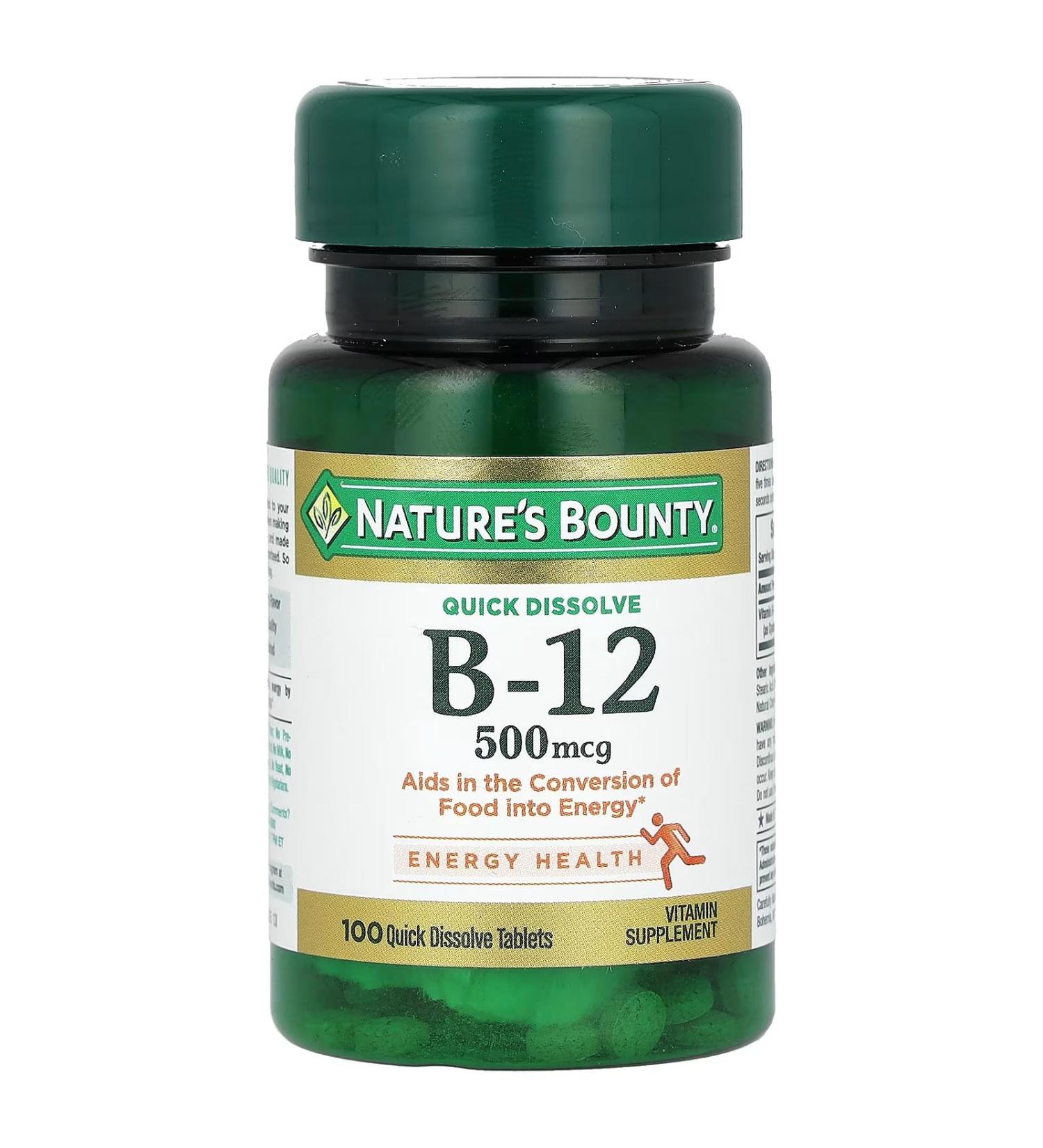Nature's Bounty Vitamin B-12 500 mcg 100 ea (Pack of 4) - Buy Online on GoSupps.com