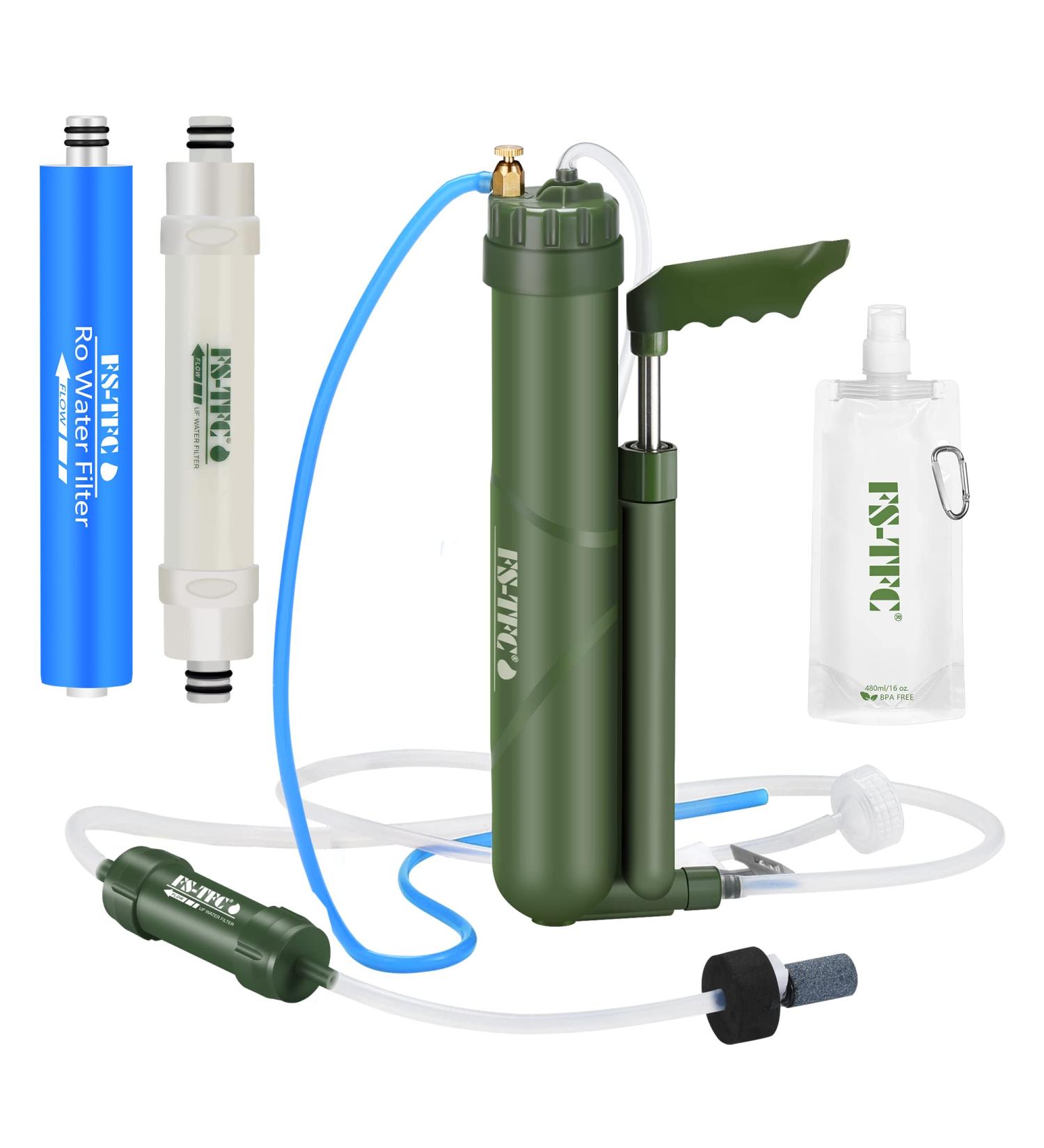 Portable Water Filter Survival Gear | High Precision Large Flow 2-in-1 Purification for Hiking, Camping, Travel & Emergency Preparedness - Buy Online on GoSupps.com