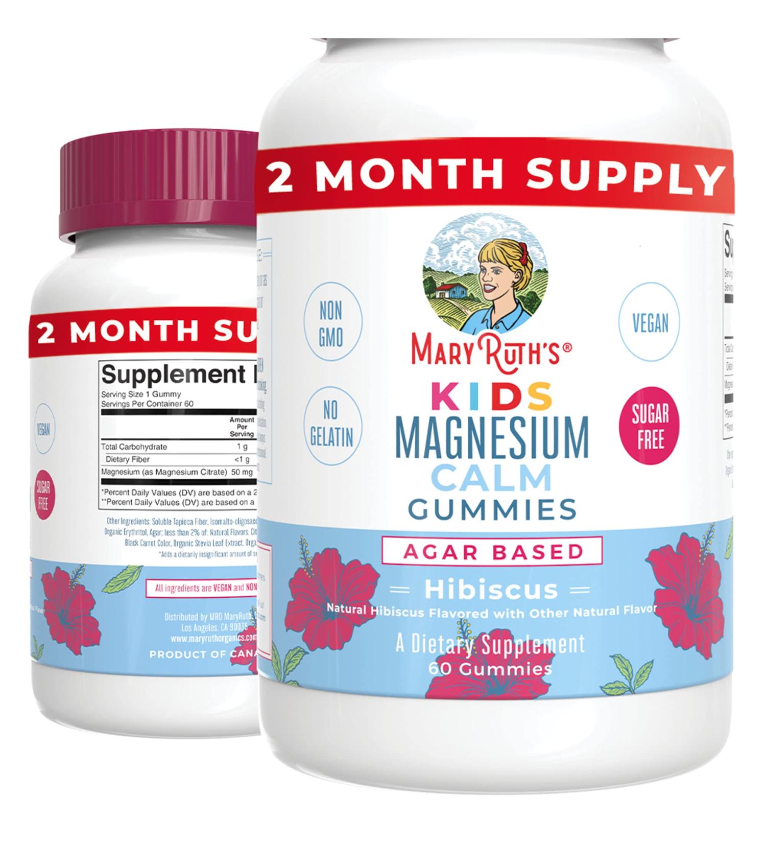 MaryRuth's Kids Magnesium Citrate Gummies | 2 Month Supply | Non-GMO & Vegan | Sugar Free Magnesium Supplement for Bone, Nerve & Gut Health | Calm Formula for Kids 2+ | 60 Count - Buy Online on GoSupps.com