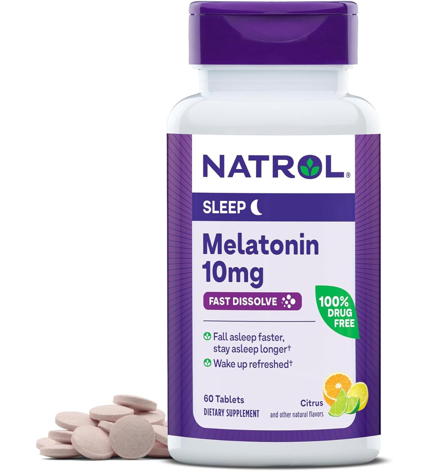 Natrol Melatonin 10mg Fast Dissolve Tablets - Sleep Aid, Citrus Punch, 60 Count - Buy Online on GoSupps.com