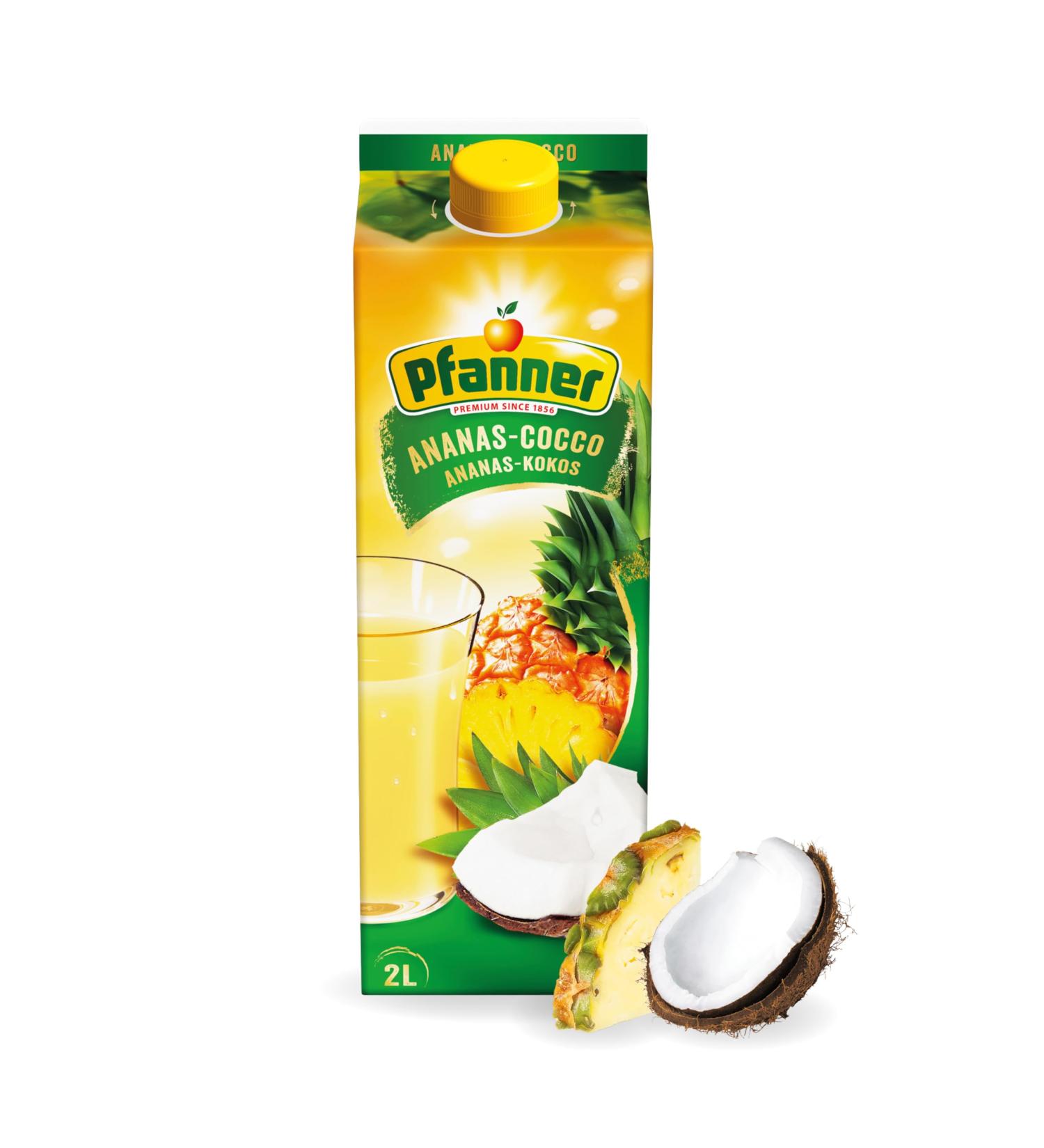 Pfanner Pineapple Coconut Drink 2L - Refreshing Fruit Nectar with 25% Fruit Content - Pineapple & Coconut Water International Shipping Available - Buy Online on GoSupps.com