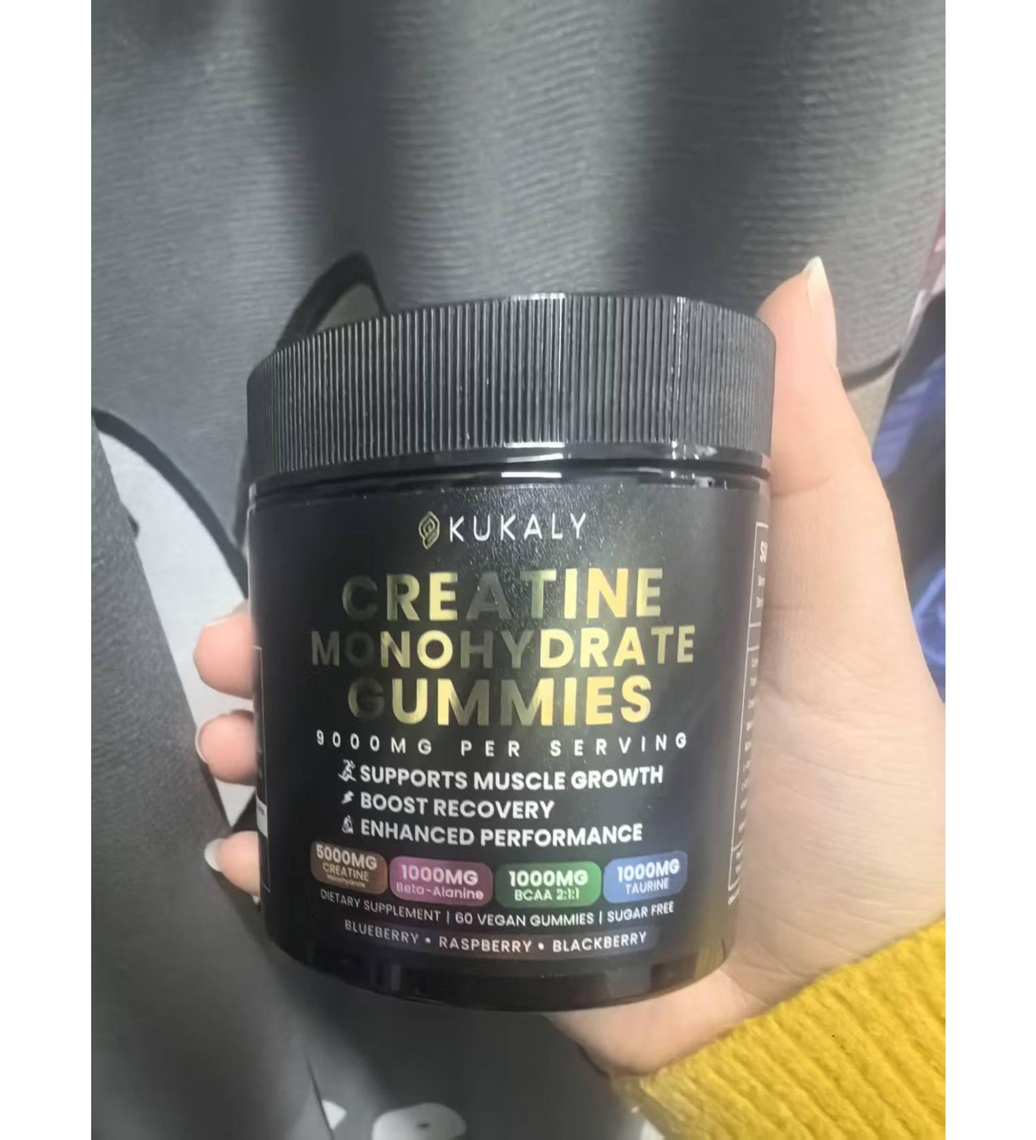 kukaly Creatine Monohydrate Gummies for Men & Women, 60pcs Creatine Gummies Sugar Free - Mixed Flavored with L-Taurine, BCAA 2:1, B12 B6 for Boost Strength, Focus & Endurance, Vegan, Non-GMO - Buy Online on GoSupps.com