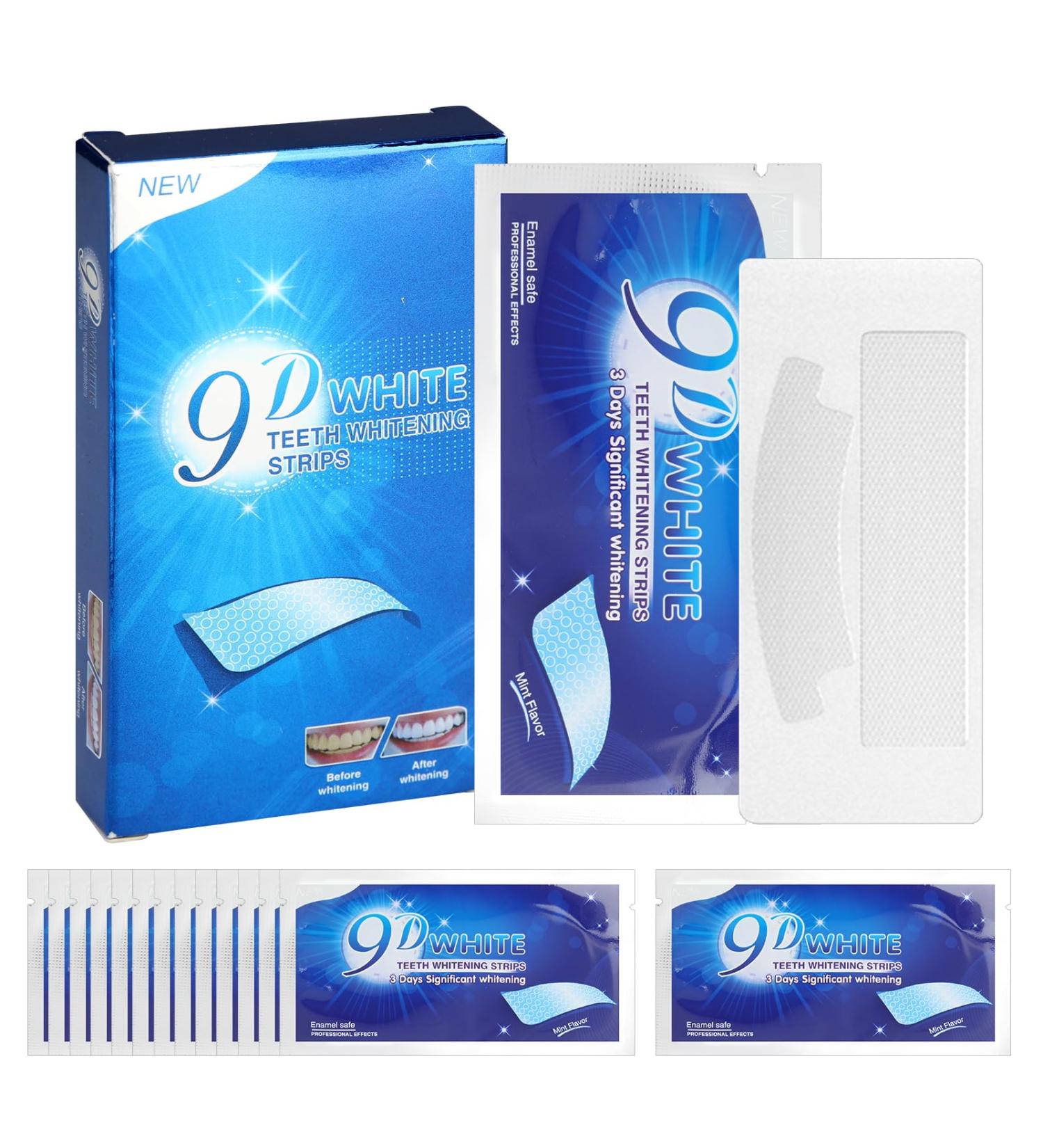 9D Teeth Whitening Strips 28Pcs - Premium Safe Non-Sensitive Kit for Gentle & Effective Whitening - Peroxide-Free Formula for Reduced Sensitivity - Ideal for Removing Coffee, Smoking, & Tea Stains - Buy Online on GoSupps.com