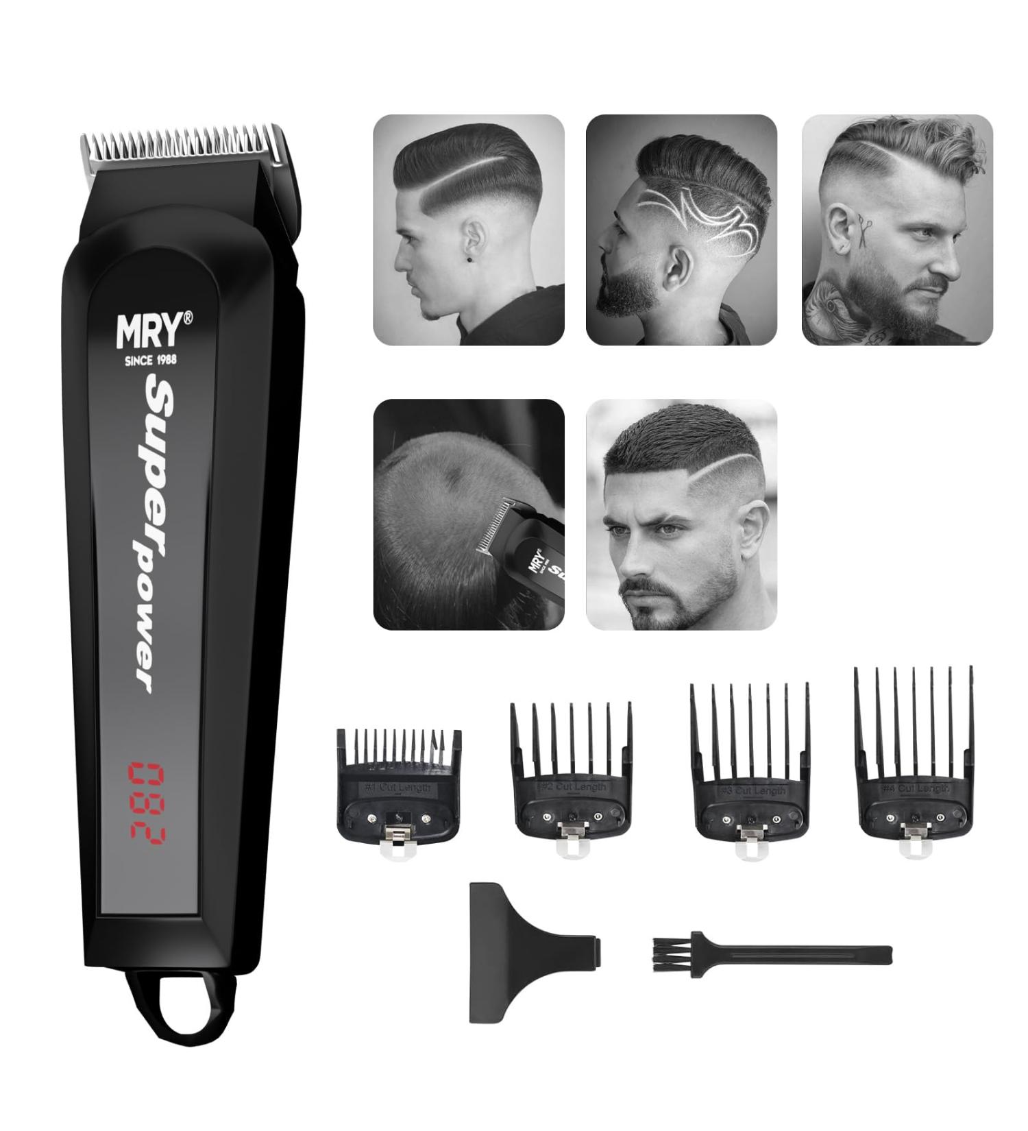MRY Cordless Hair Clippers - Rechargeable LCD Display for Men & Women | Professional Hair Cutting Kit with Guide Combs - Buy Online on GoSupps.com
