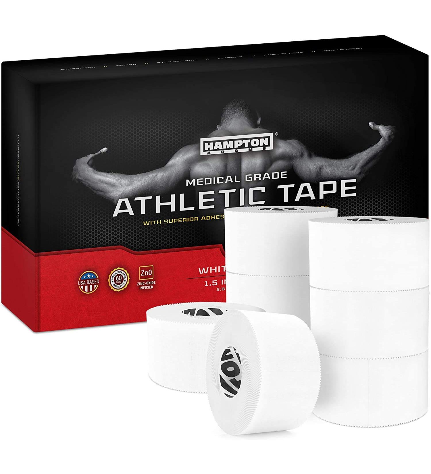 White Sports Medical Athletic Tape - No Sticky Residue & Easy to Tear - for Athletes  Trainers & First Aid Injury Wrap: Fingers Ankles Wrist - 1.5 Inch x 15 Yards per Roll (White  8-Pack) White 8-Pack - Buy Online on GoSupps.com