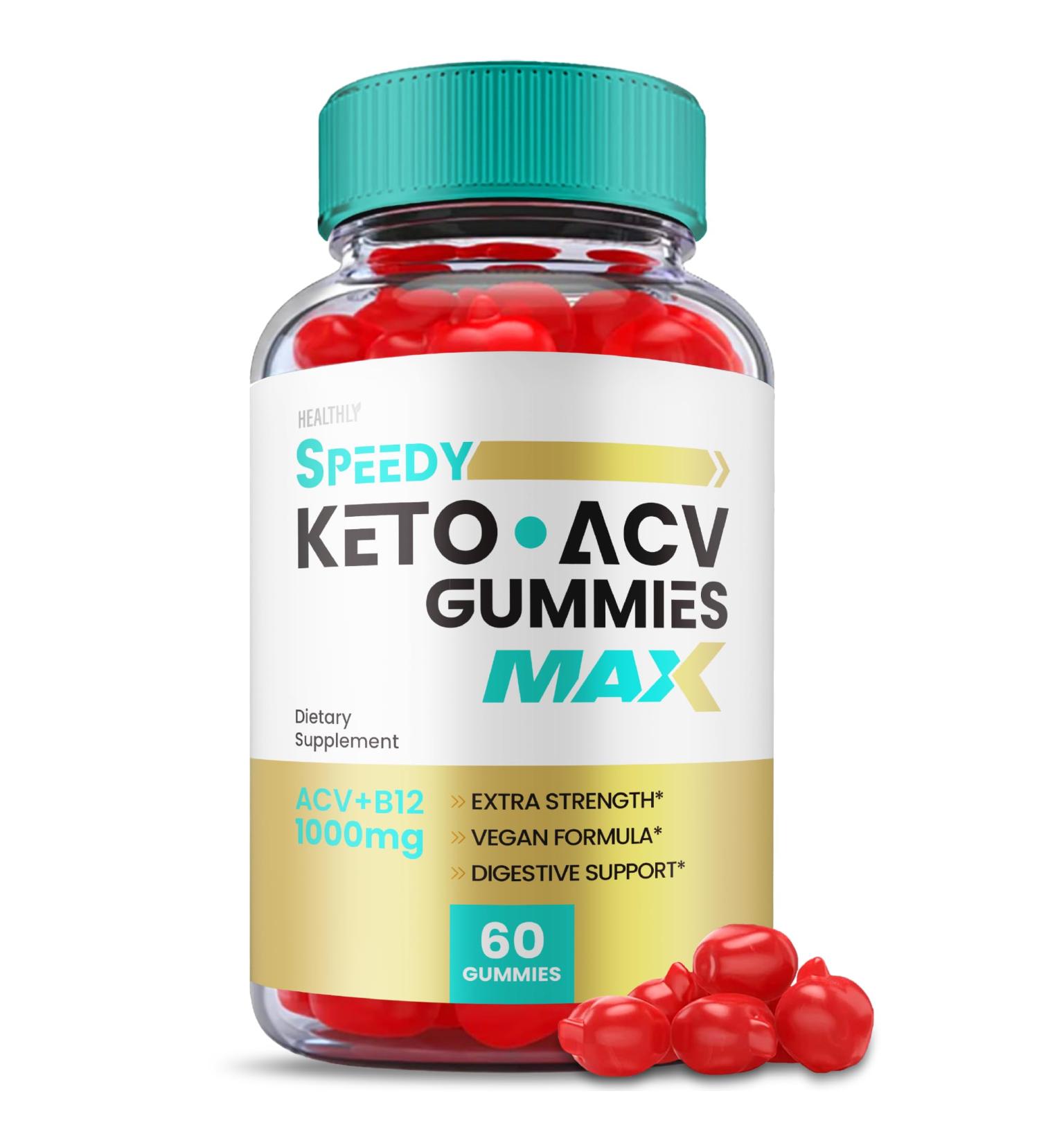 Speedy Keto ACV Gummies - Maximum Strength 1000mg Vegan Formula (60 Gummies) - Buy Online on GoSupps.com