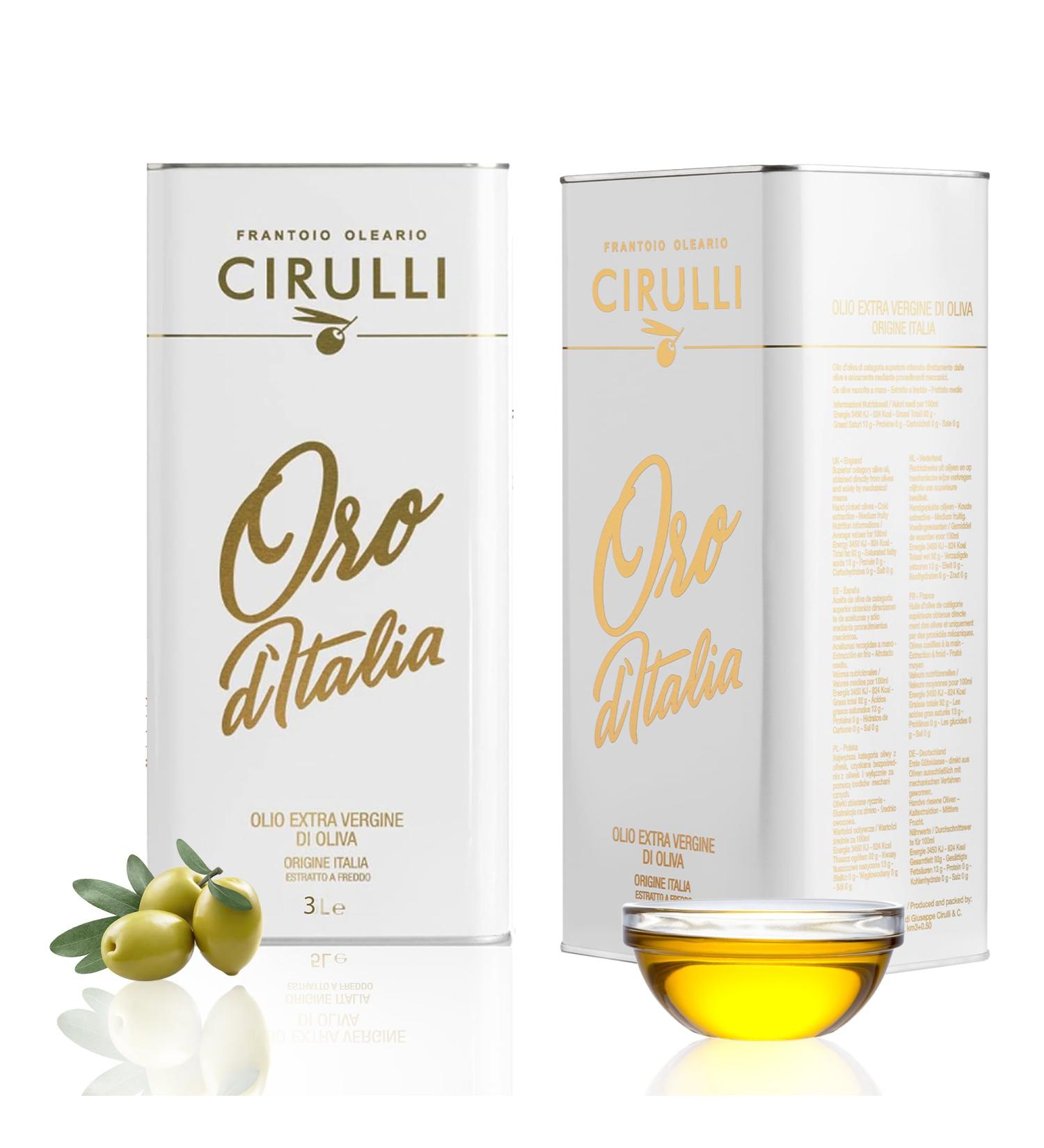  Frantoio Oleario Cirulli Cirulli Italian extra virgin olive oil cold-pressed EVO (2 x 3 Liters) - Buy Online on GoSupps.com