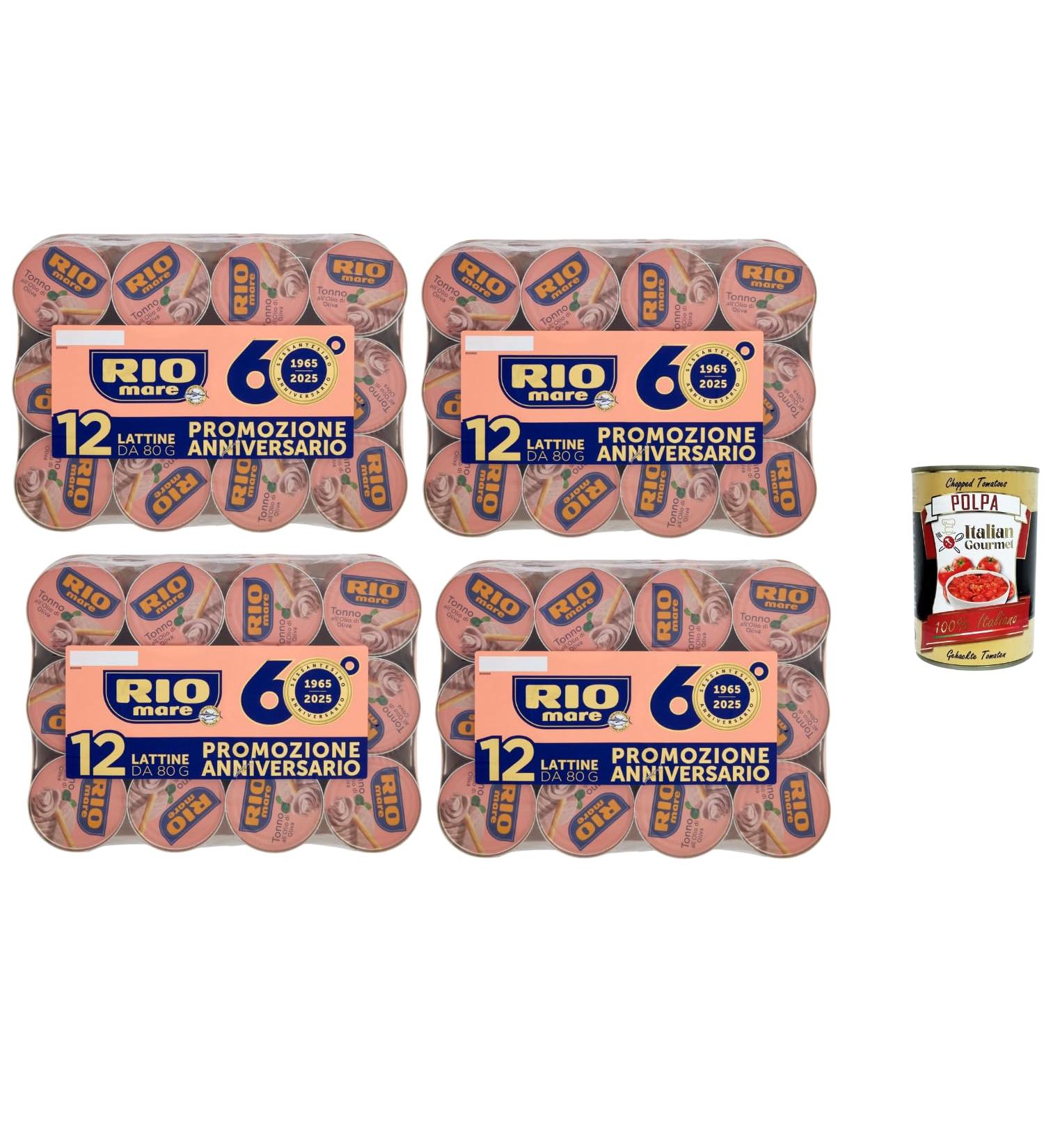 Italian Gourmet Rio Mare Thon l Huile d Olive 48 Bo tes de 80 g Thon italien premium en huile d olive Pack conomique 3 84 kg Id al salades p tes & repas rapides + Italian Gourmet Polpa - Buy Online on GoSupps.com